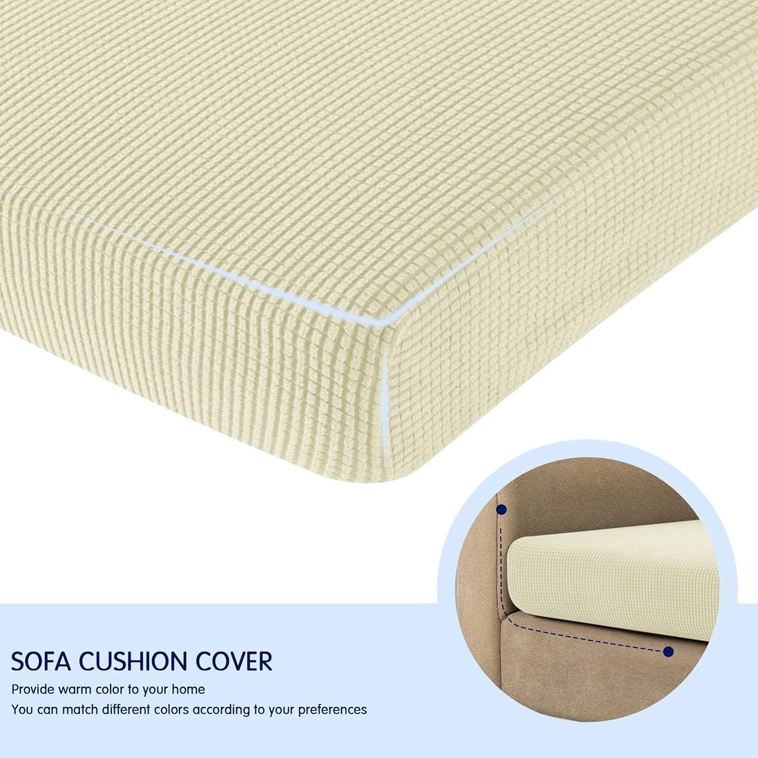 Funda de Cojín SUBRTEX Marfil Pequeña para Sofá Antideslizante