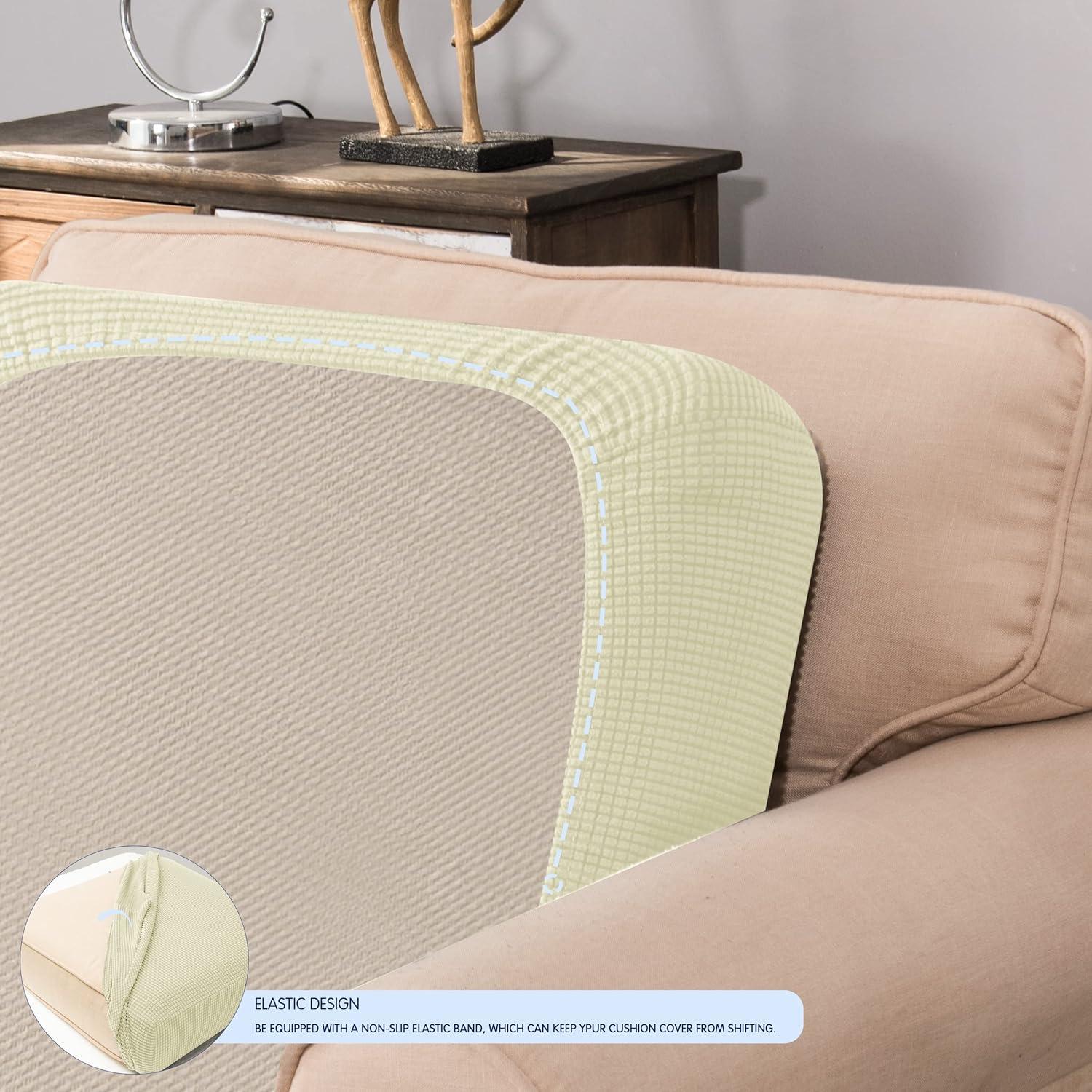 Funda de Cojín SUBRTEX Marfil Pequeña para Sofá Antideslizante