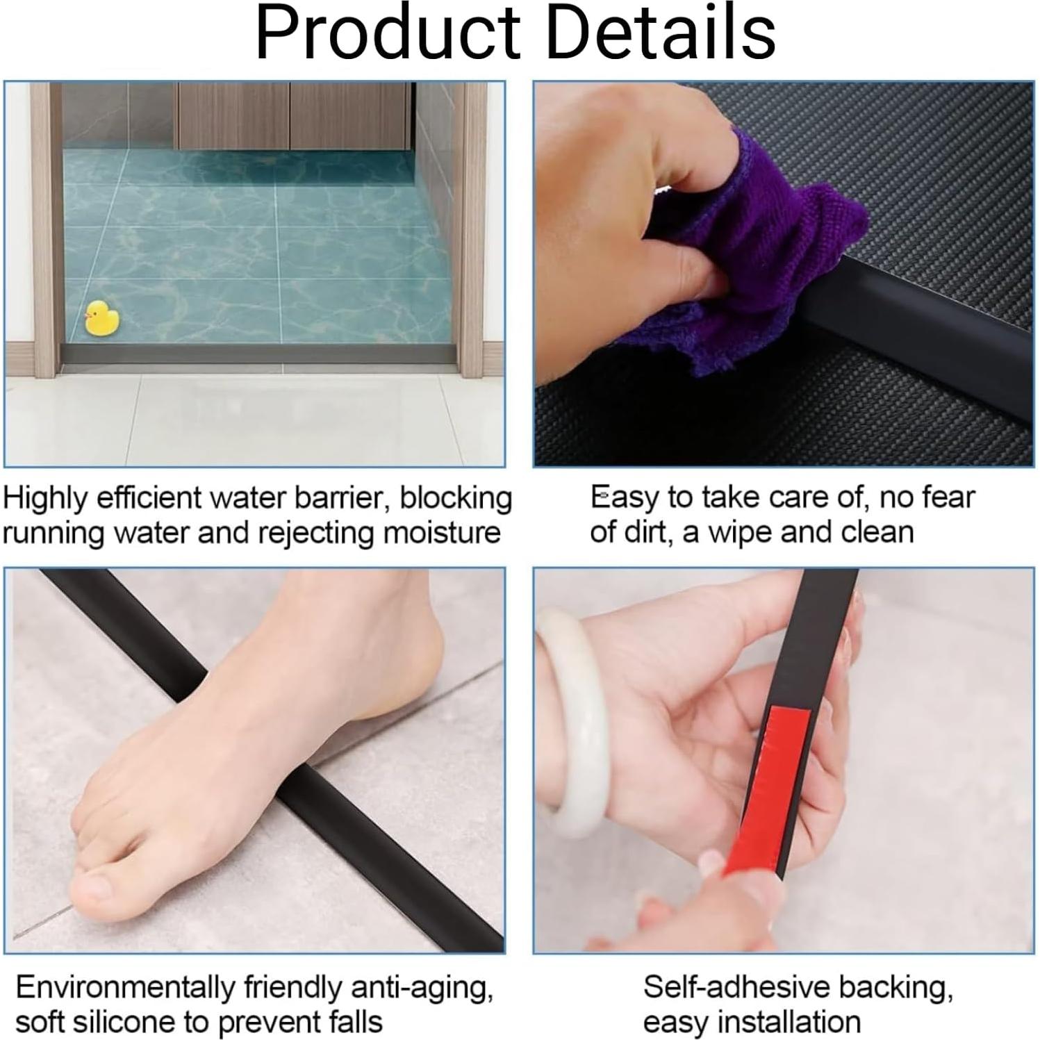 Tira de agua impermeable Farady 99 cm negra para ducha