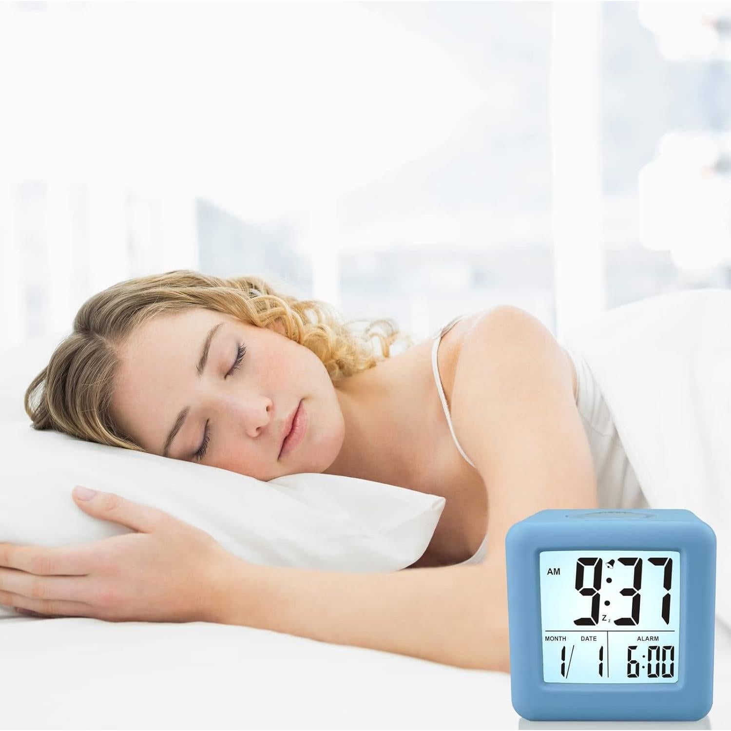 Reloj Despertador Digital Plumeet Infantil Azul Bebé 3" LCD