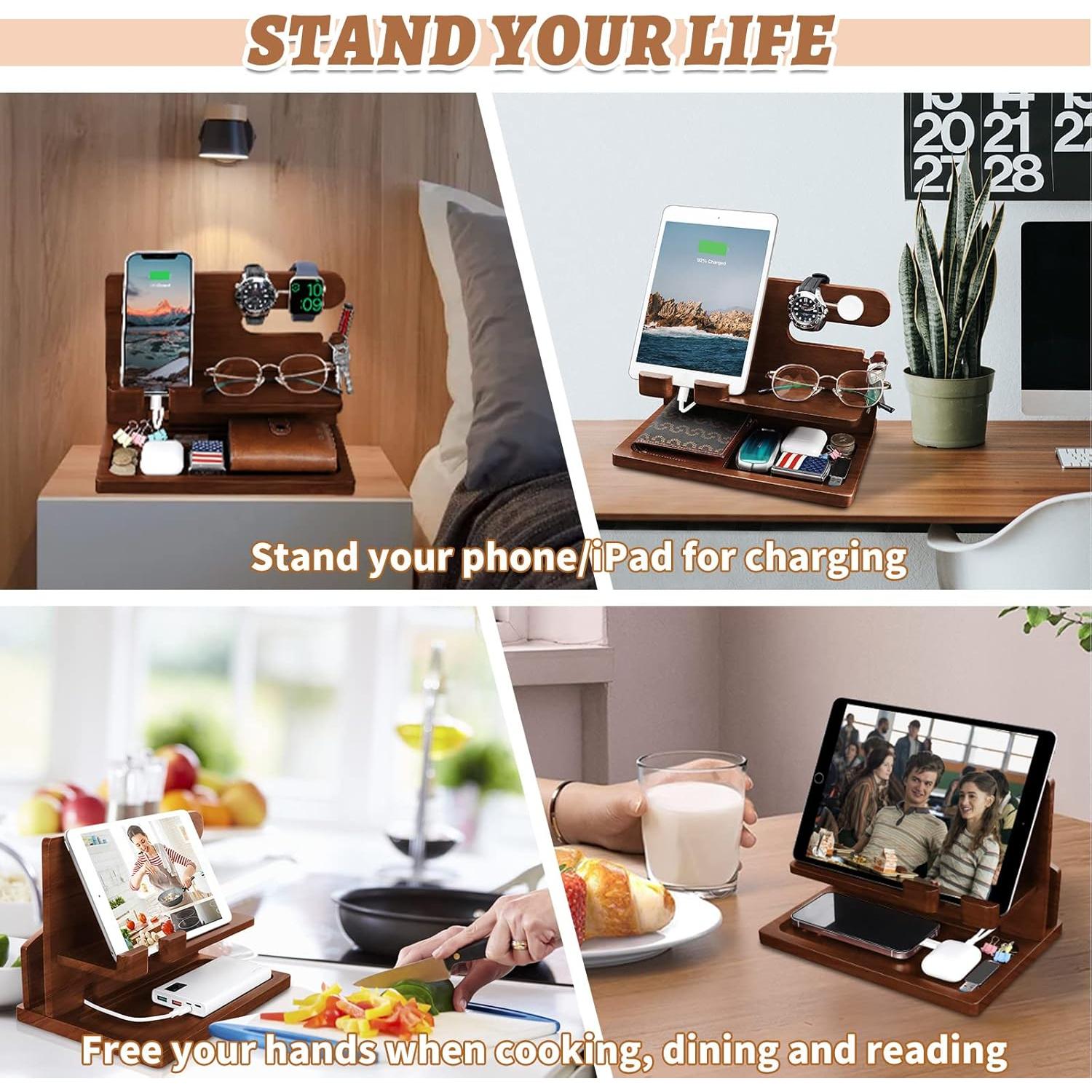 Estación de Acoplamiento de Madera T TARANTO - Organizador de Carga para Múltiples Dispositivos