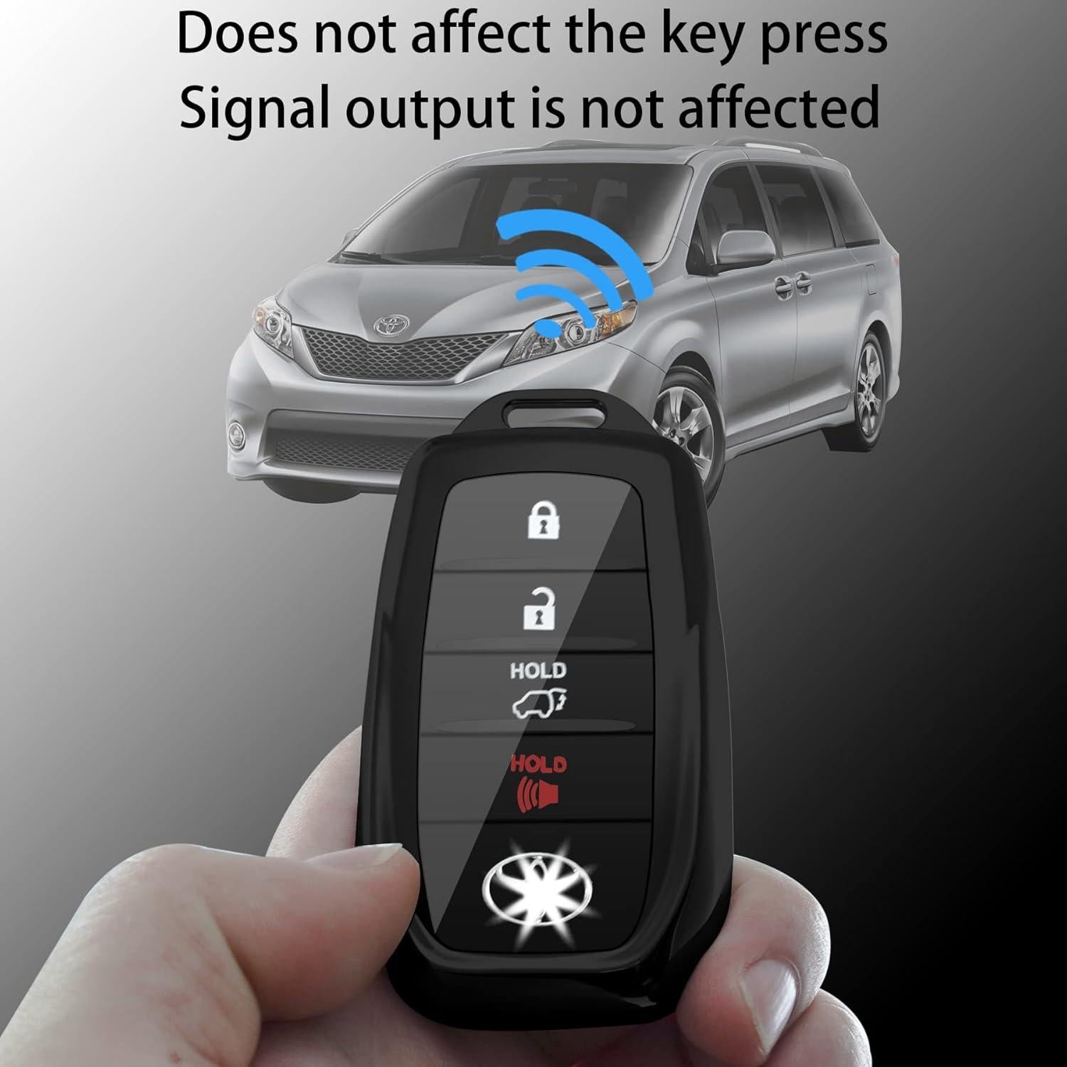 Funda para Llave de Coche Kirsnda TPU Negra 360° Compatible Toyota