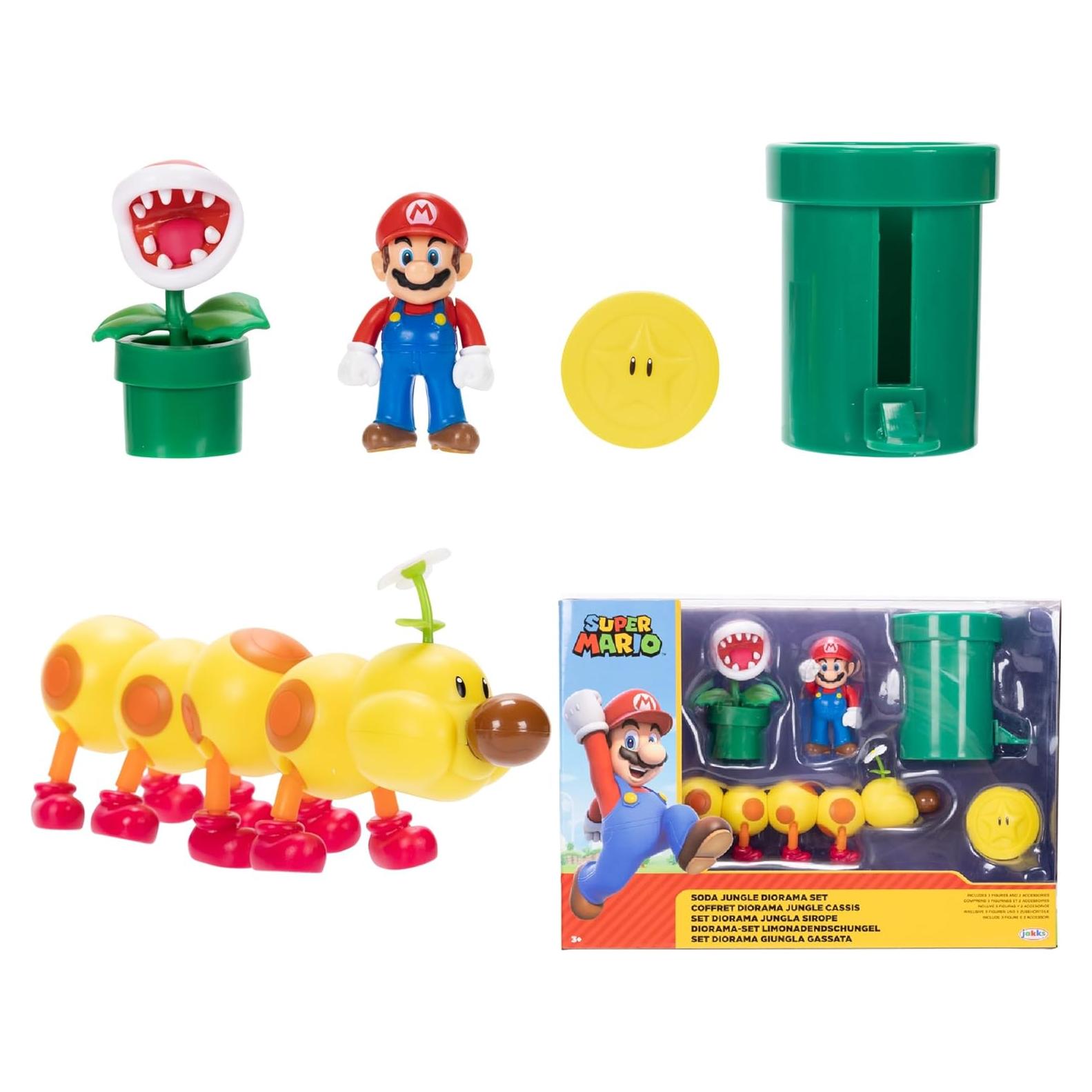 Diorama Super Mario Jakks Pacific Selva de Soda 3 Figuras