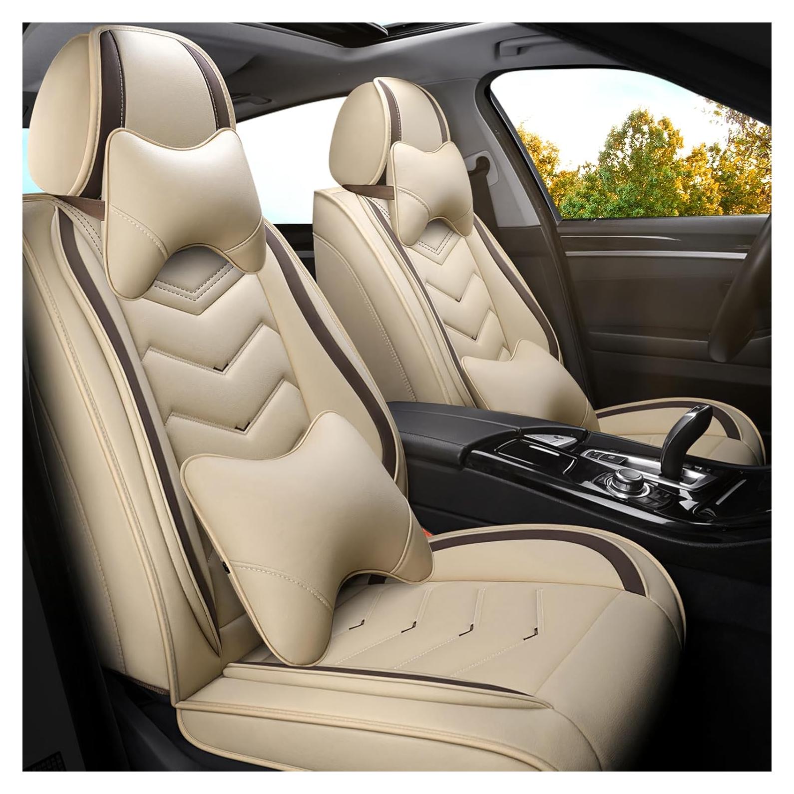 Cubiertas de Asiento de Coche ADERN para Toyota Corolla 2000-2025, Lujo 2 Asientos Beige