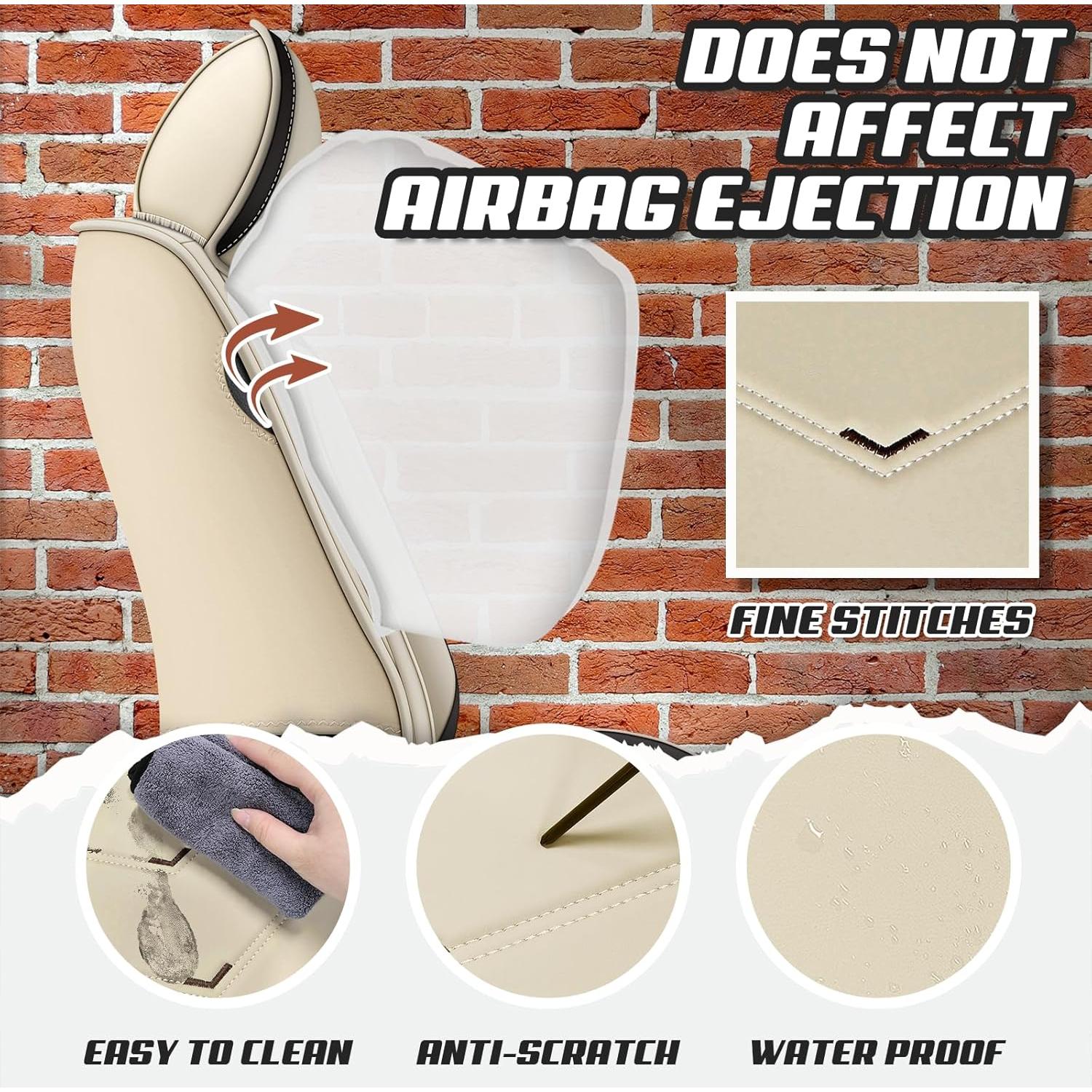 Cubiertas de Asiento de Coche ADERN para Toyota Corolla 2000-2025, Lujo 2 Asientos Beige