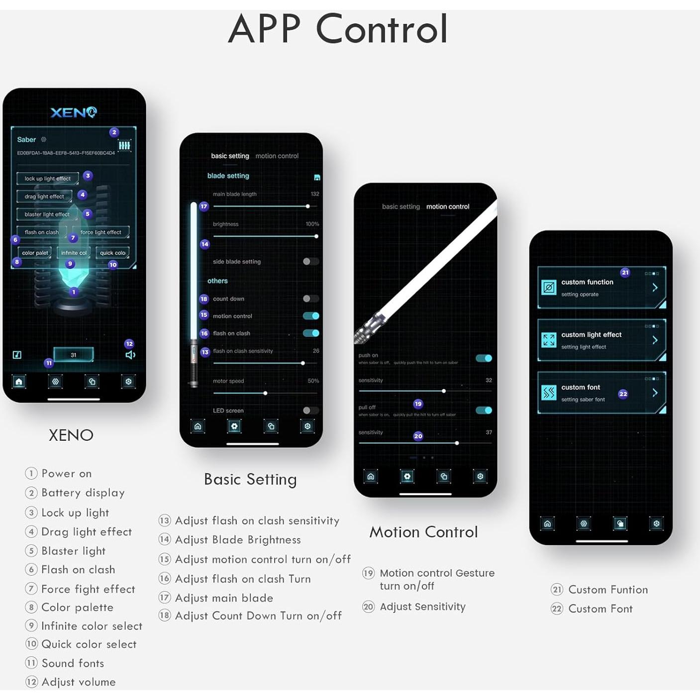 Sable de Luz CUSTOM SABER 116 cm con Control de Movimiento y 16 Sonidos