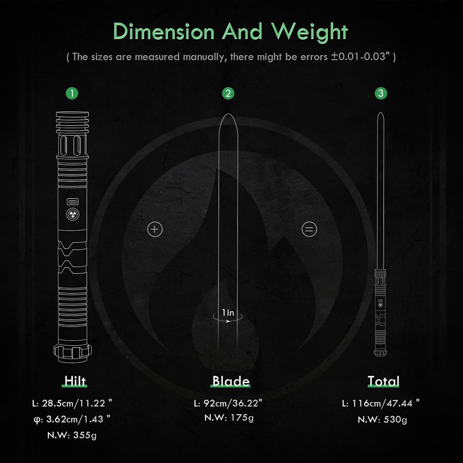 Sable de Luz CUSTOM SABER 116 cm con Control de Movimiento y 16 Sonidos