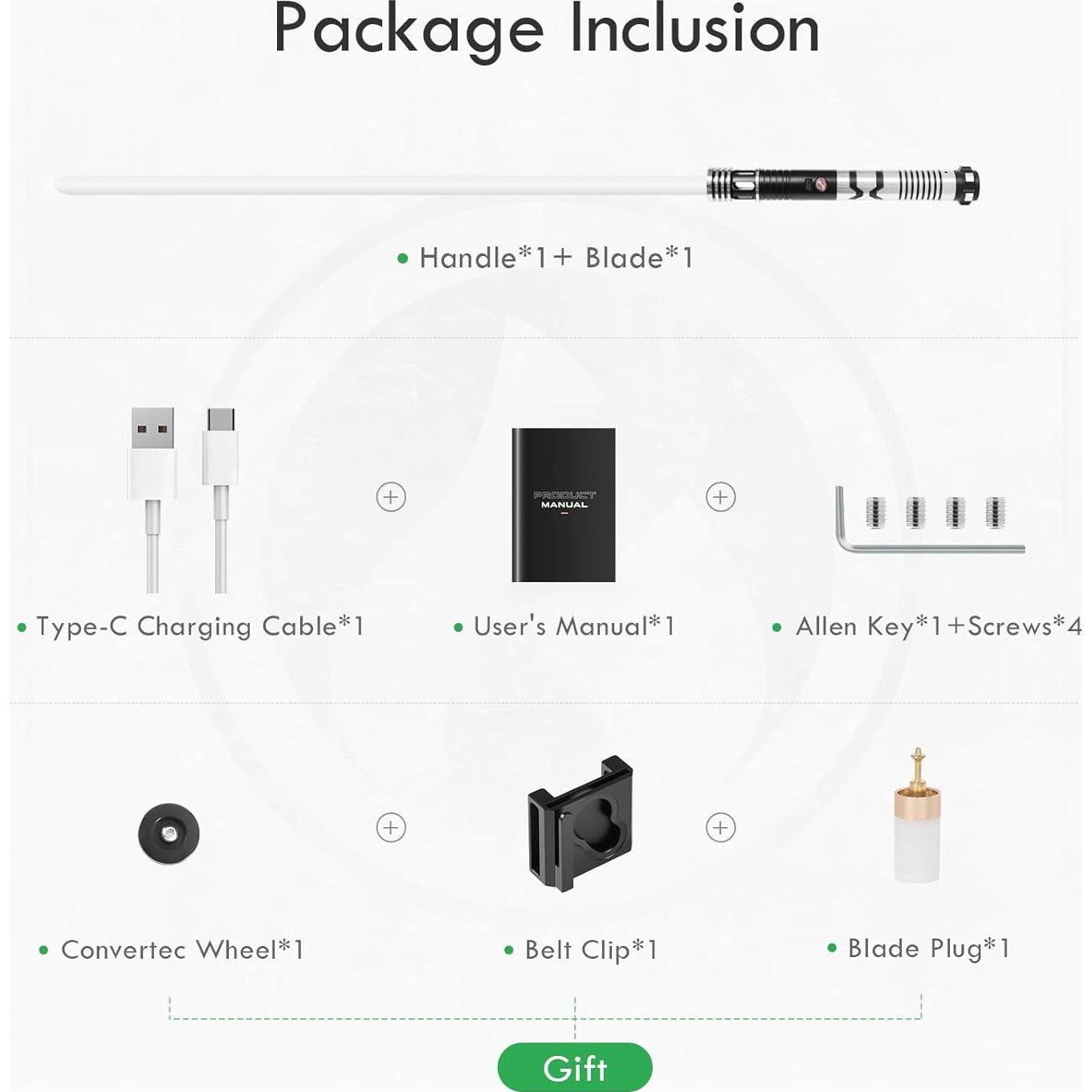 Sable de Luz CUSTOM SABER 116 cm con Control de Movimiento y 16 Sonidos