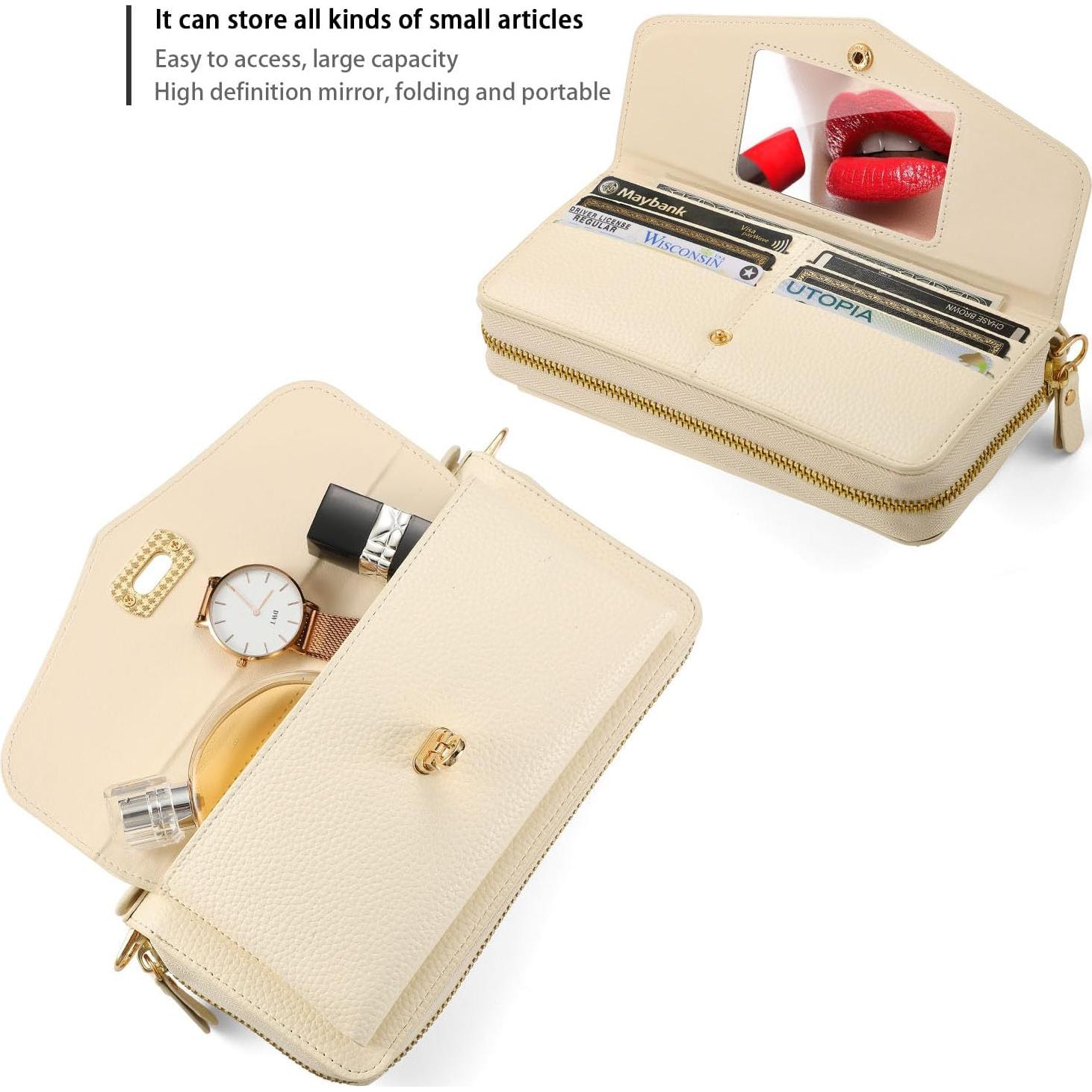 Funda Cartera Cruzada LITOU para Samsung Galaxy S25 Beige