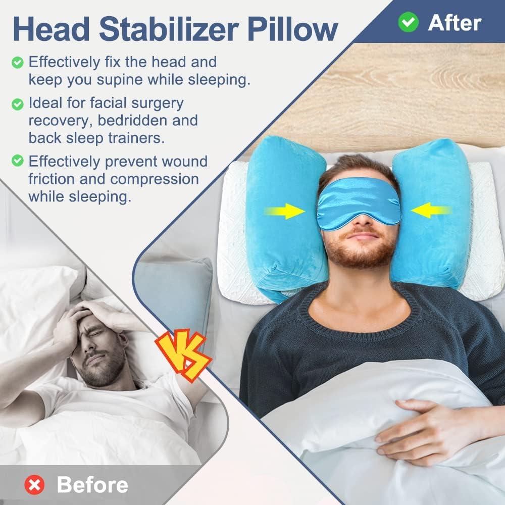 AOSSA Neck Stabilizer Pillow for Sleeping – Face Up Triangle Wedge for Head & Neck Positioning, Post Surgery Recovery & Anti-Wrinkle Back Sleep Training Pillow
