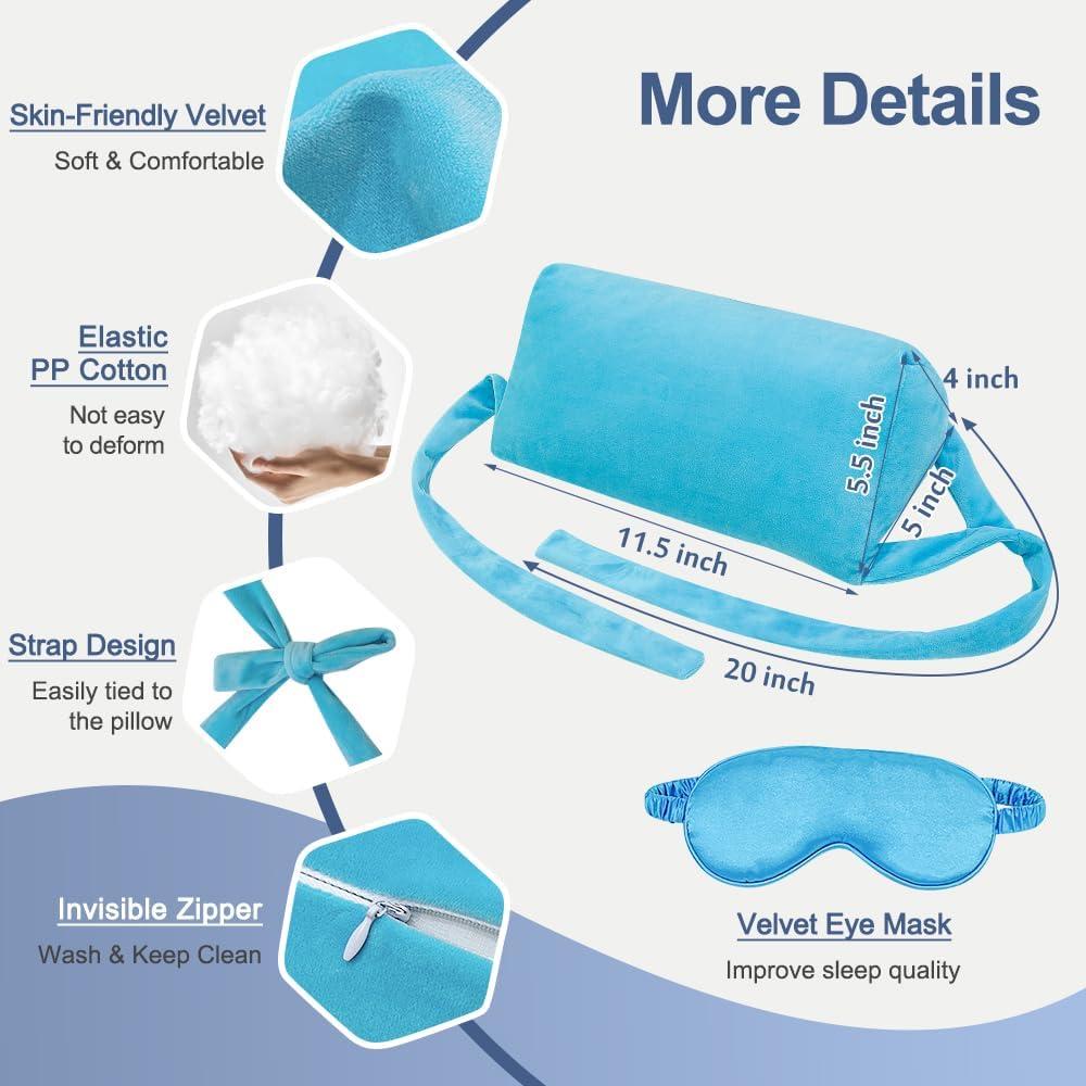 AOSSA Neck Stabilizer Pillow for Sleeping – Face Up Triangle Wedge for Head & Neck Positioning, Post Surgery Recovery & Anti-Wrinkle Back Sleep Training Pillow