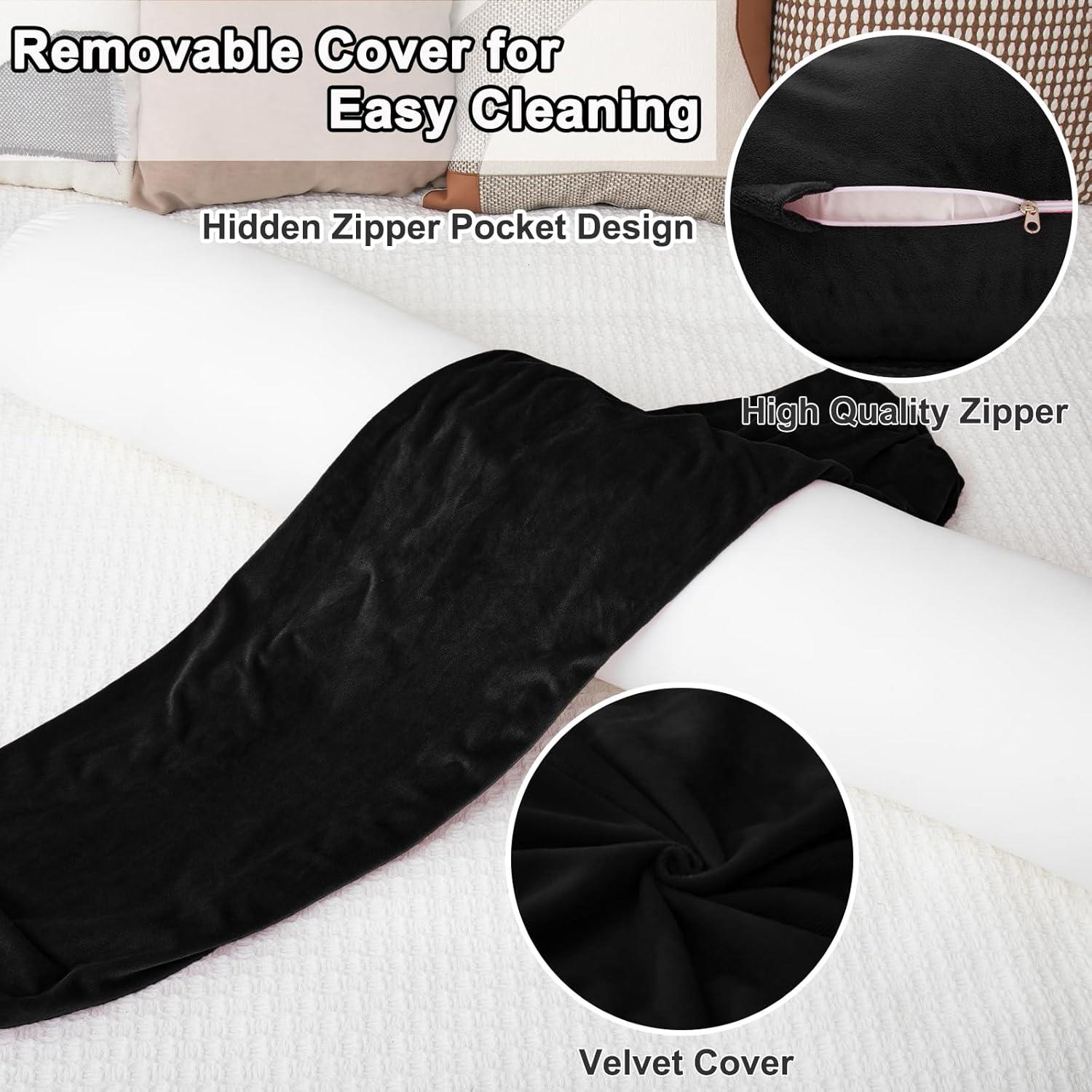 Almohada Cilíndrica 1 MIDDLE ONE 89x20 cm Negra con Funda Desmontable