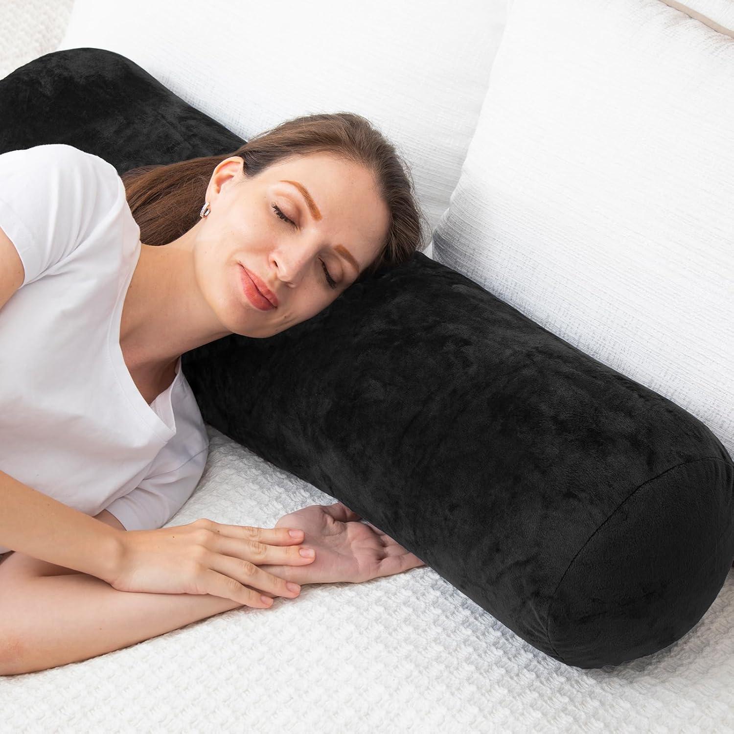 Almohada Cilíndrica 1 MIDDLE ONE 89x20 cm Negra con Funda Desmontable