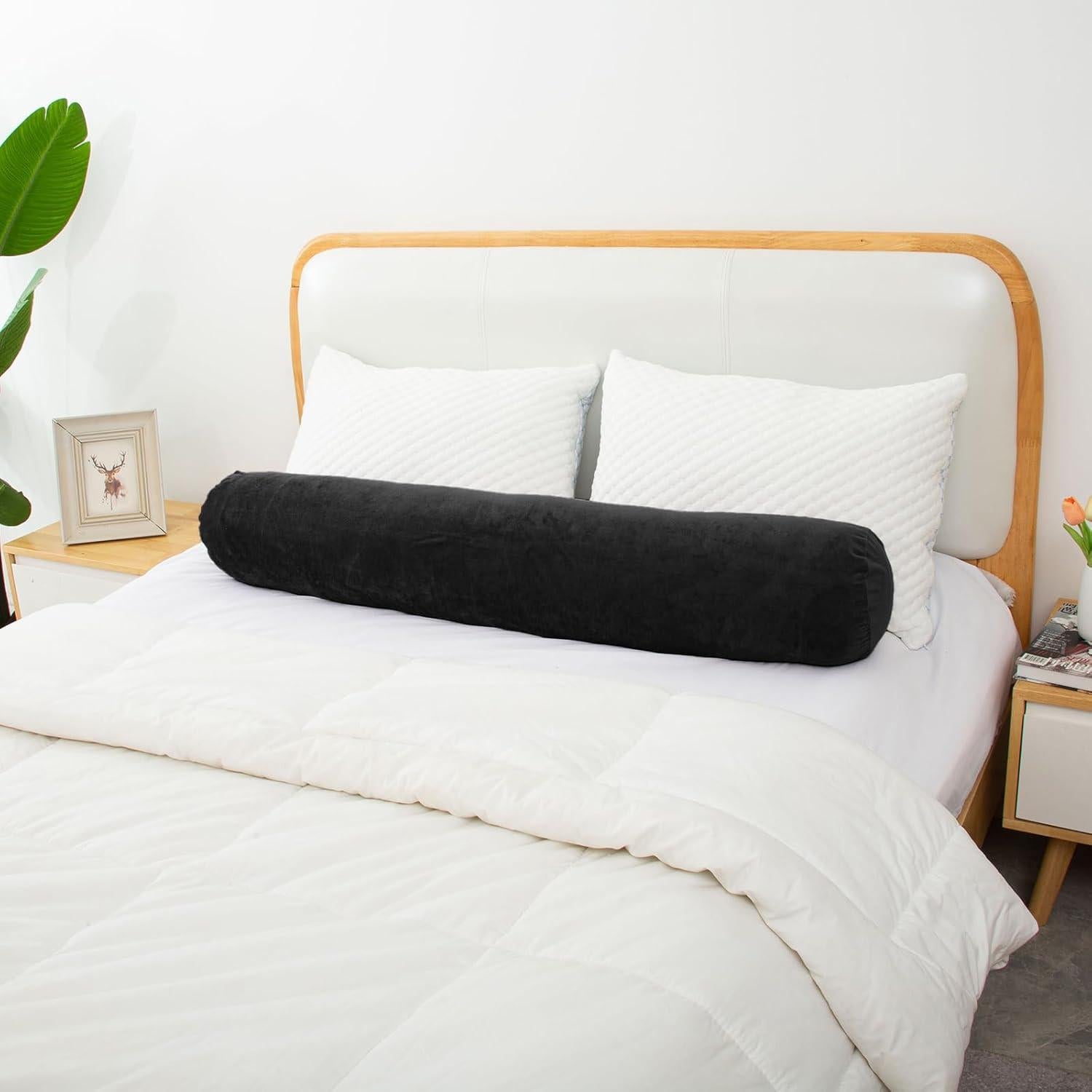 Almohada Cilíndrica 1 MIDDLE ONE 89x20 cm Negra con Funda Desmontable