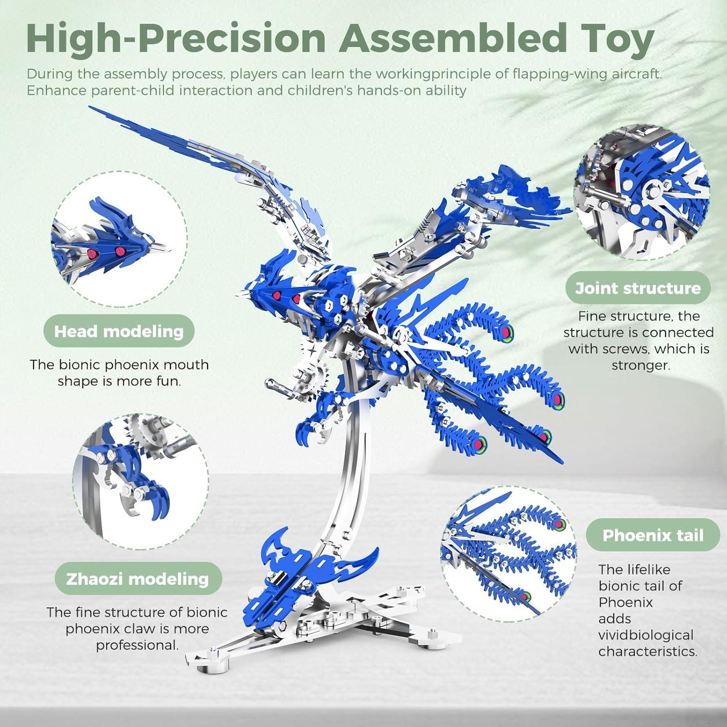 Rompecabezas Metálico 3D Fénix Ascendente LONGPIN 21x20.8x17cm