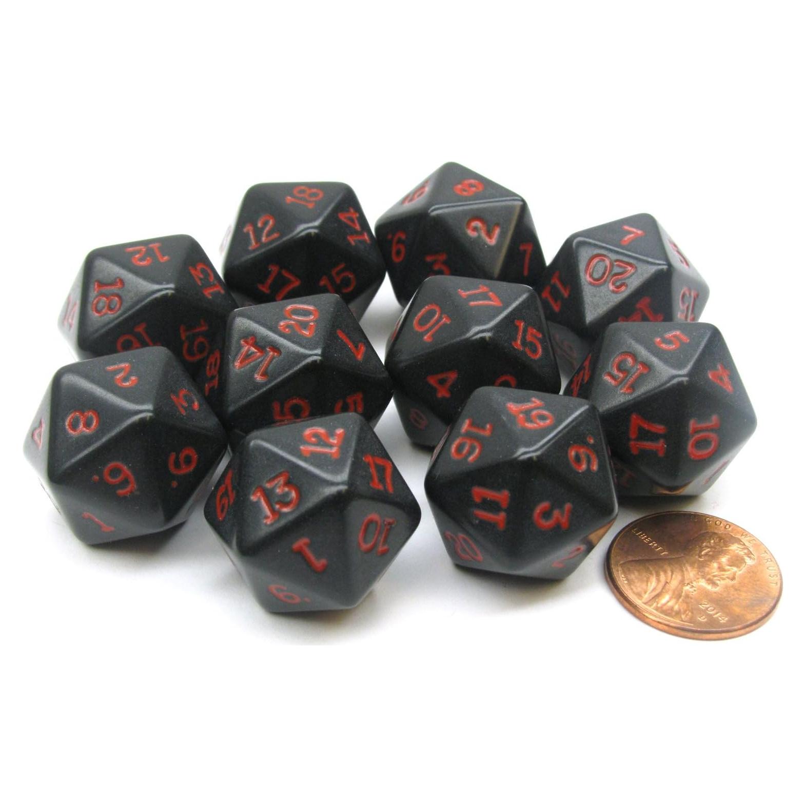 Juego de 10 Dados D20 19mm Koplow Games Negro Rojos