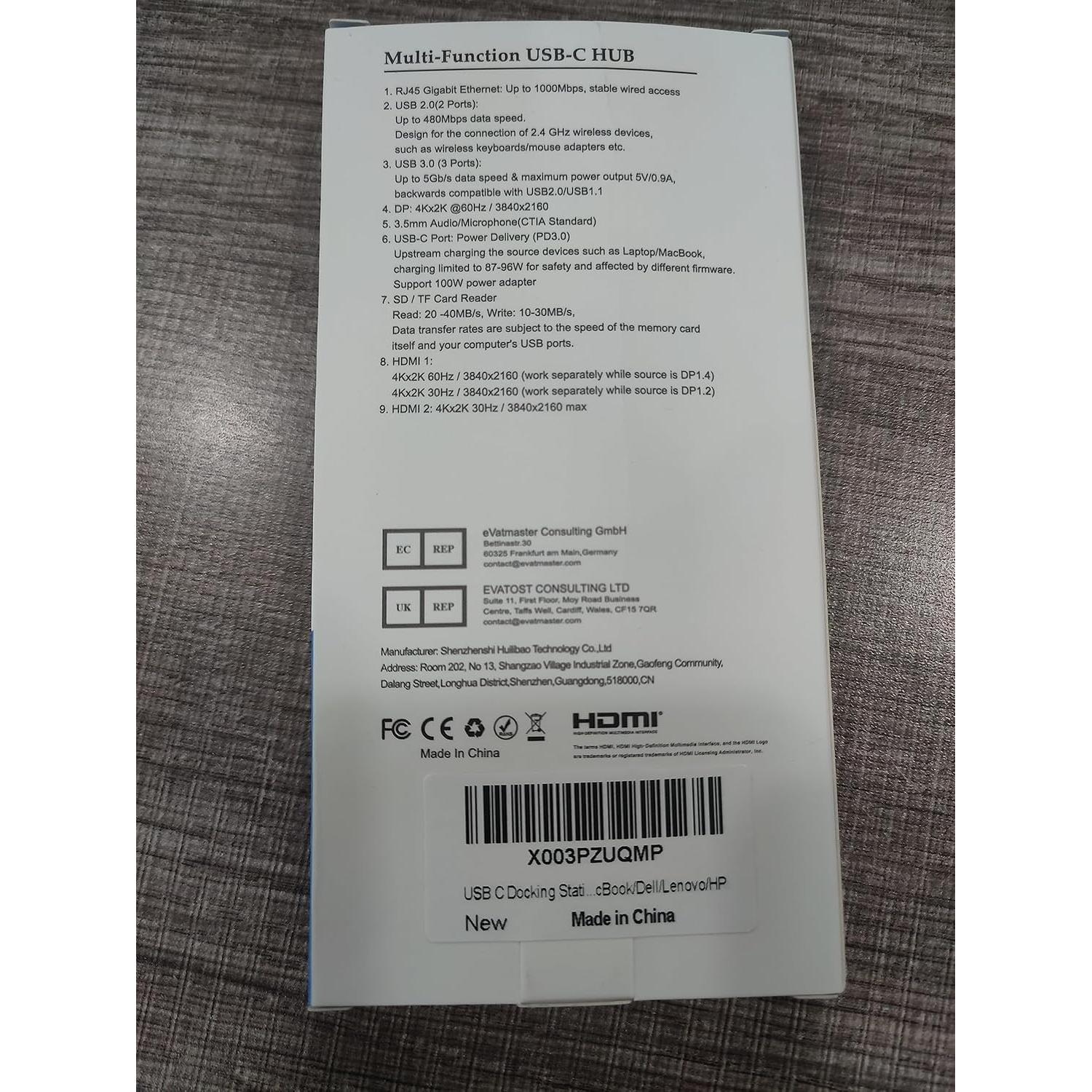 Estación Acoplamiento USB C VVB 13 en 1 2 HDMI 4K Ethernet