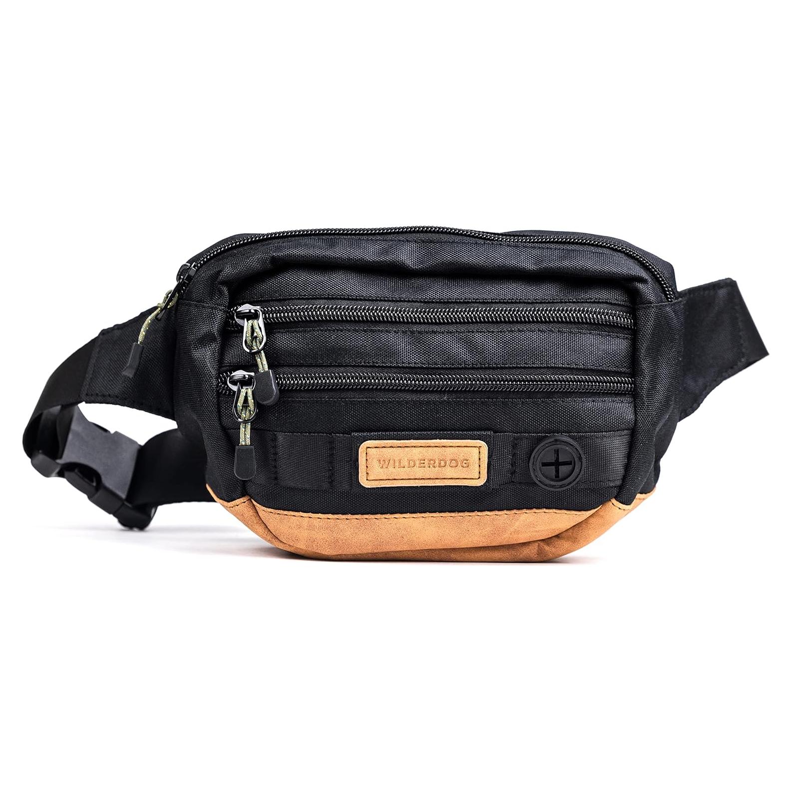 Riñonera Wilderdog Utility Negra con 3 Bolsillos y Dispensador
