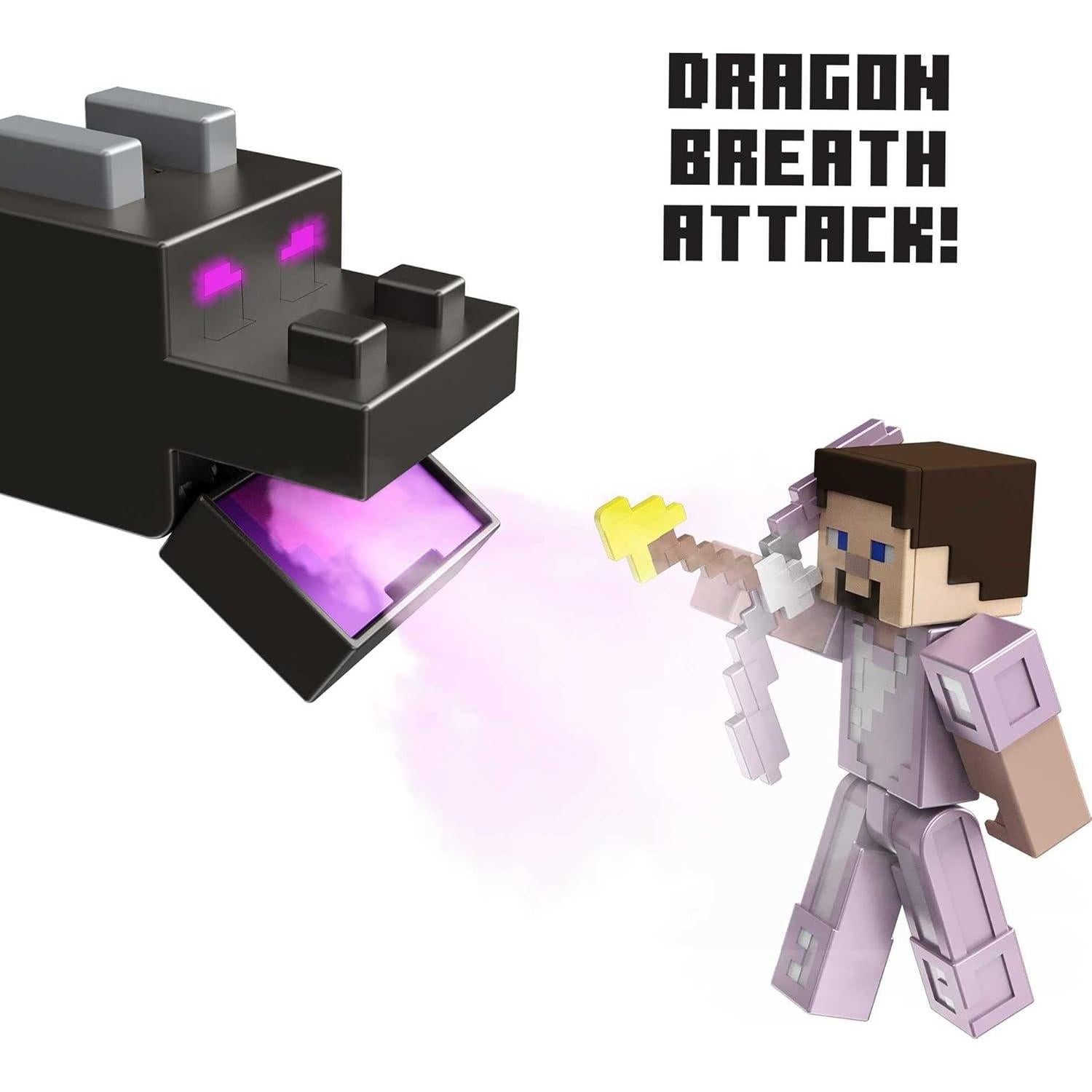 Figura Dragón Final Mattel Minecraft 50.8 cm con Steve 8.26 cm