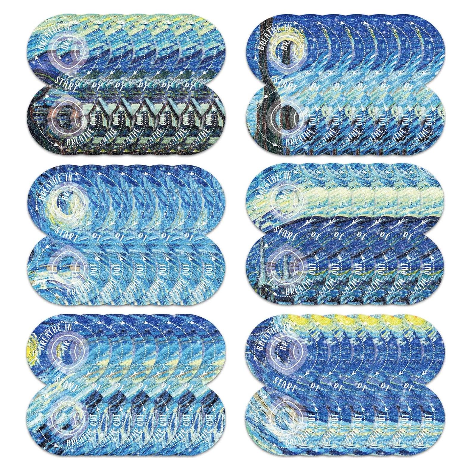 36Pcs Calm Stickers for Anxiety Sensory Stickers Anti Stress Anxiety Relief Items Tactile Textured for Breathing Exercise Fidget Strips for Kids Teens Adults Home Classroom Supplies (Galaxy)