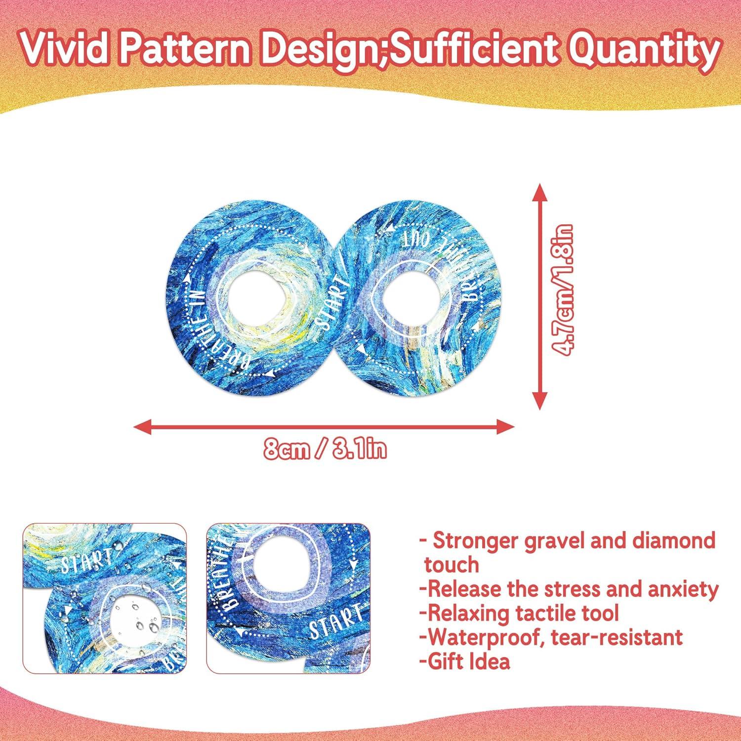 36Pcs Calm Stickers for Anxiety Sensory Stickers Anti Stress Anxiety Relief Items Tactile Textured for Breathing Exercise Fidget Strips for Kids Teens Adults Home Classroom Supplies (Galaxy)