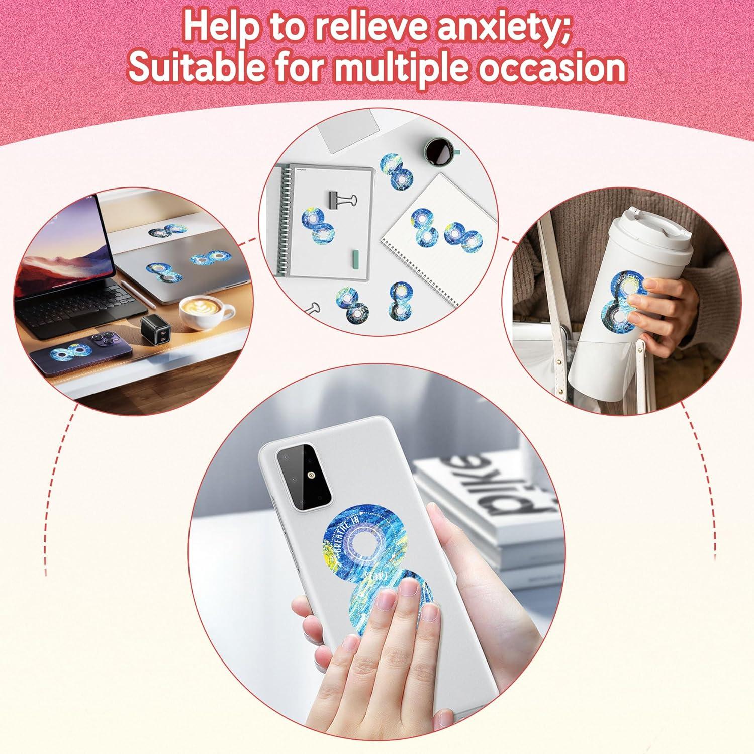 36Pcs Calm Stickers for Anxiety Sensory Stickers Anti Stress Anxiety Relief Items Tactile Textured for Breathing Exercise Fidget Strips for Kids Teens Adults Home Classroom Supplies (Galaxy)