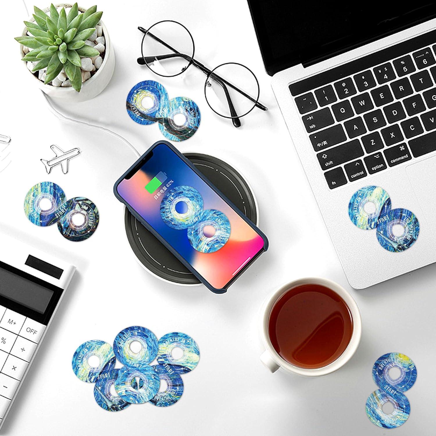 36Pcs Calm Stickers for Anxiety Sensory Stickers Anti Stress Anxiety Relief Items Tactile Textured for Breathing Exercise Fidget Strips for Kids Teens Adults Home Classroom Supplies (Galaxy)