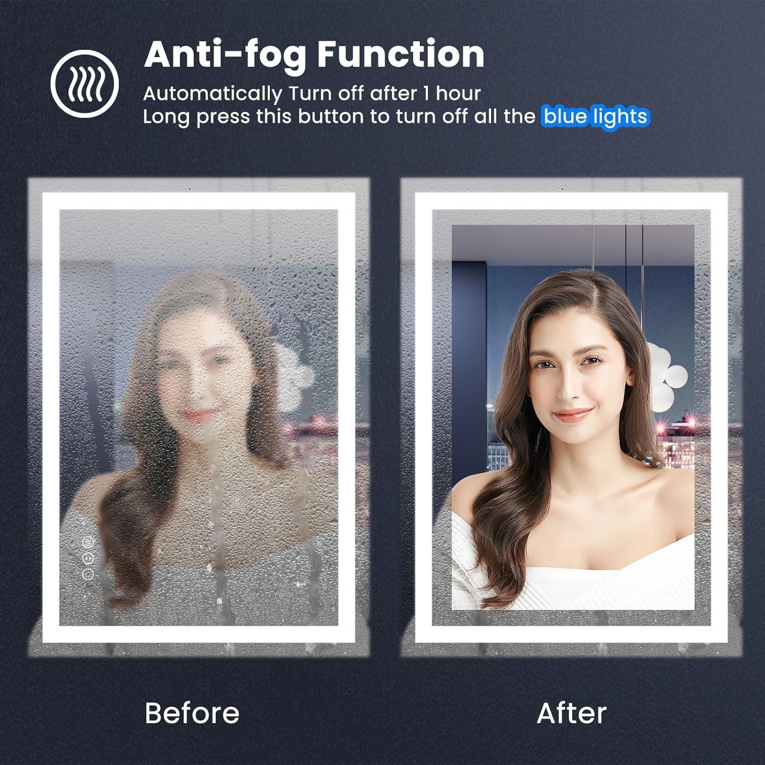 Espejo LED Amorho 71x50 cm con luz regulable y sin vaho