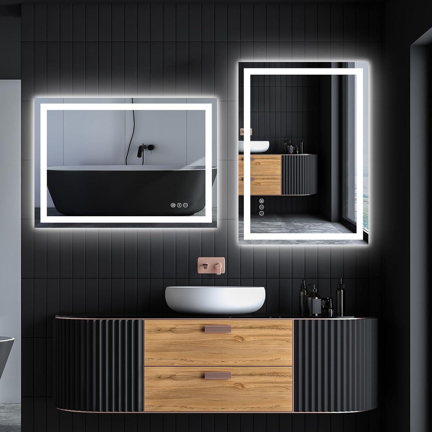 Espejo LED Amorho 71x50 cm con luz regulable y sin vaho