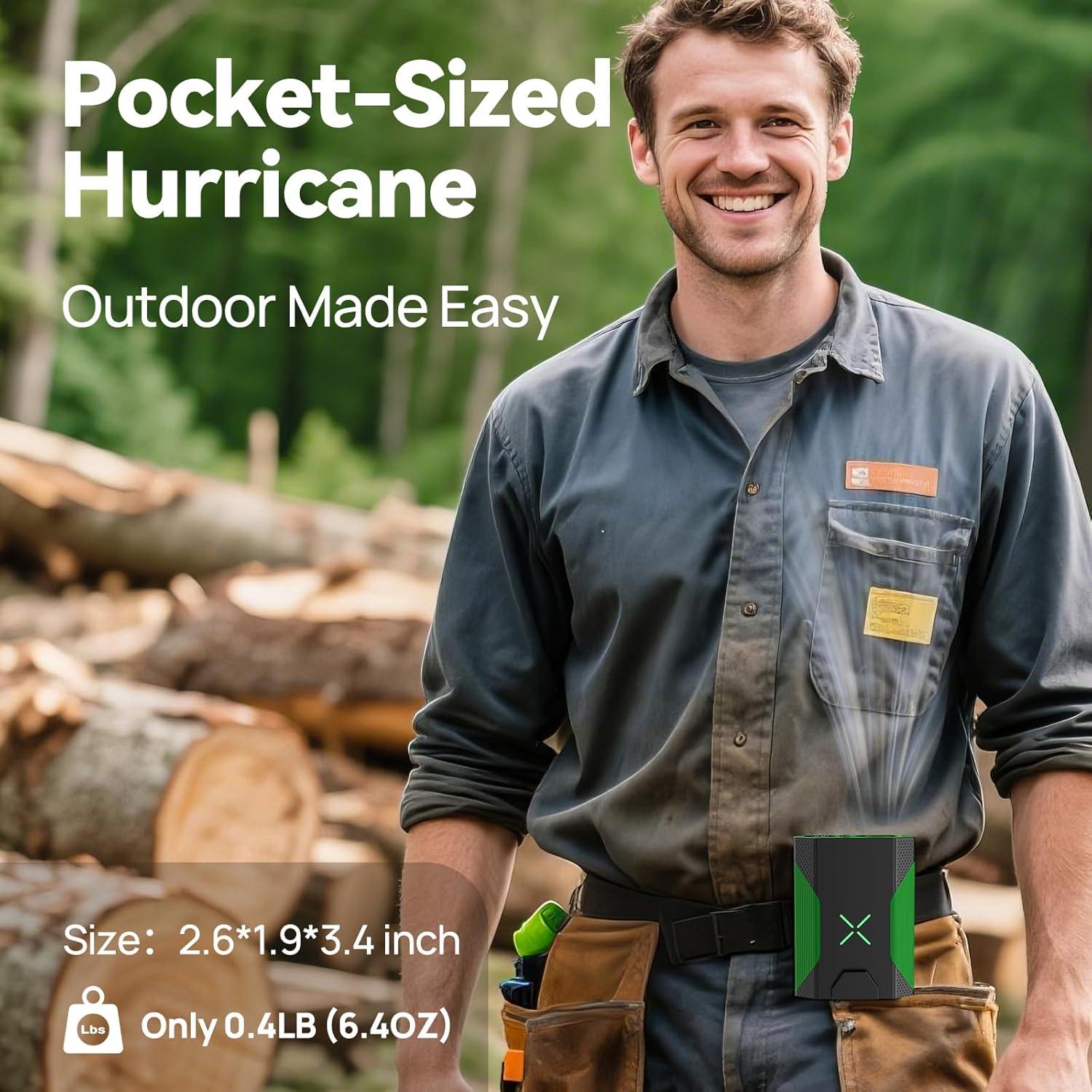 Ventilador de Cintura Portátil DUOMIY 2025 36000 RPM Verde