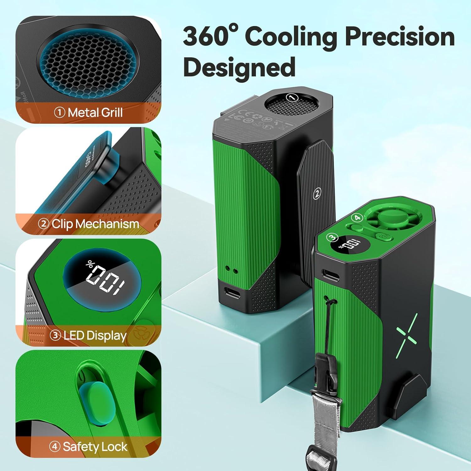 Ventilador de Cintura Portátil DUOMIY 2025 36000 RPM Verde