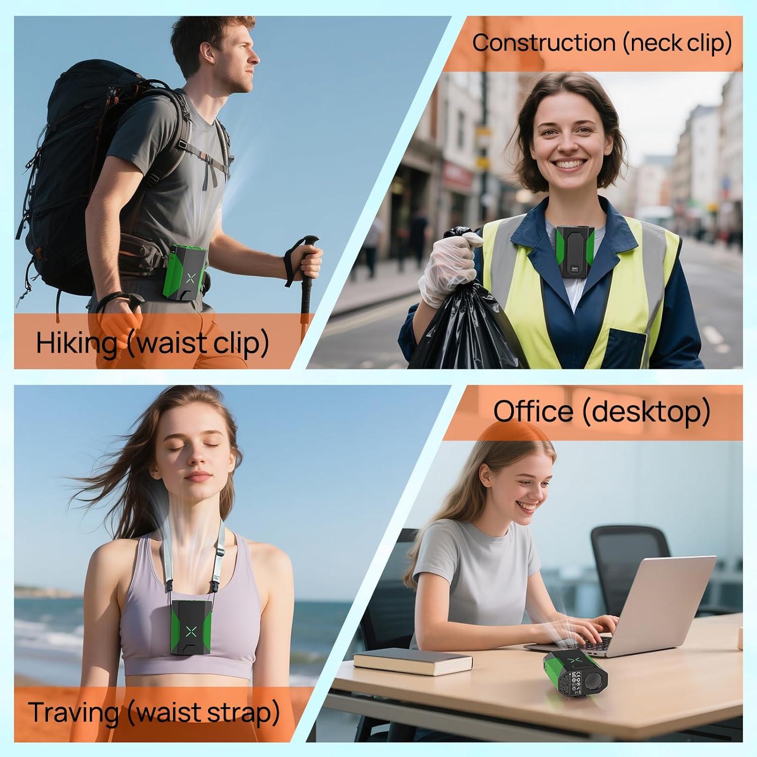 Ventilador de Cintura Portátil DUOMIY 2025 36000 RPM Verde