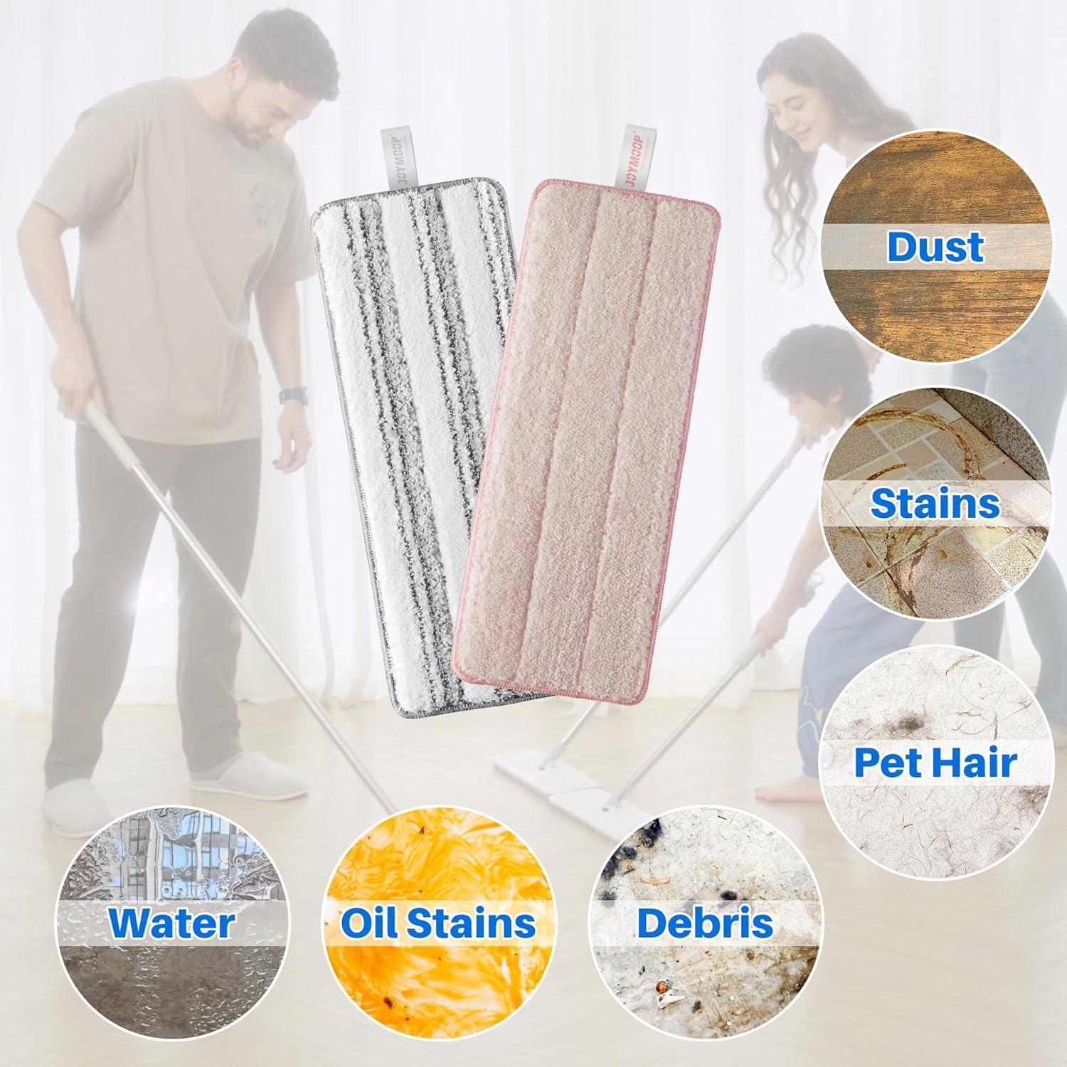 Almohadillas de Reemplazo JOYMOOP para Mopa Plana 33x12cm - 2 Pcs Rayas y Rosa