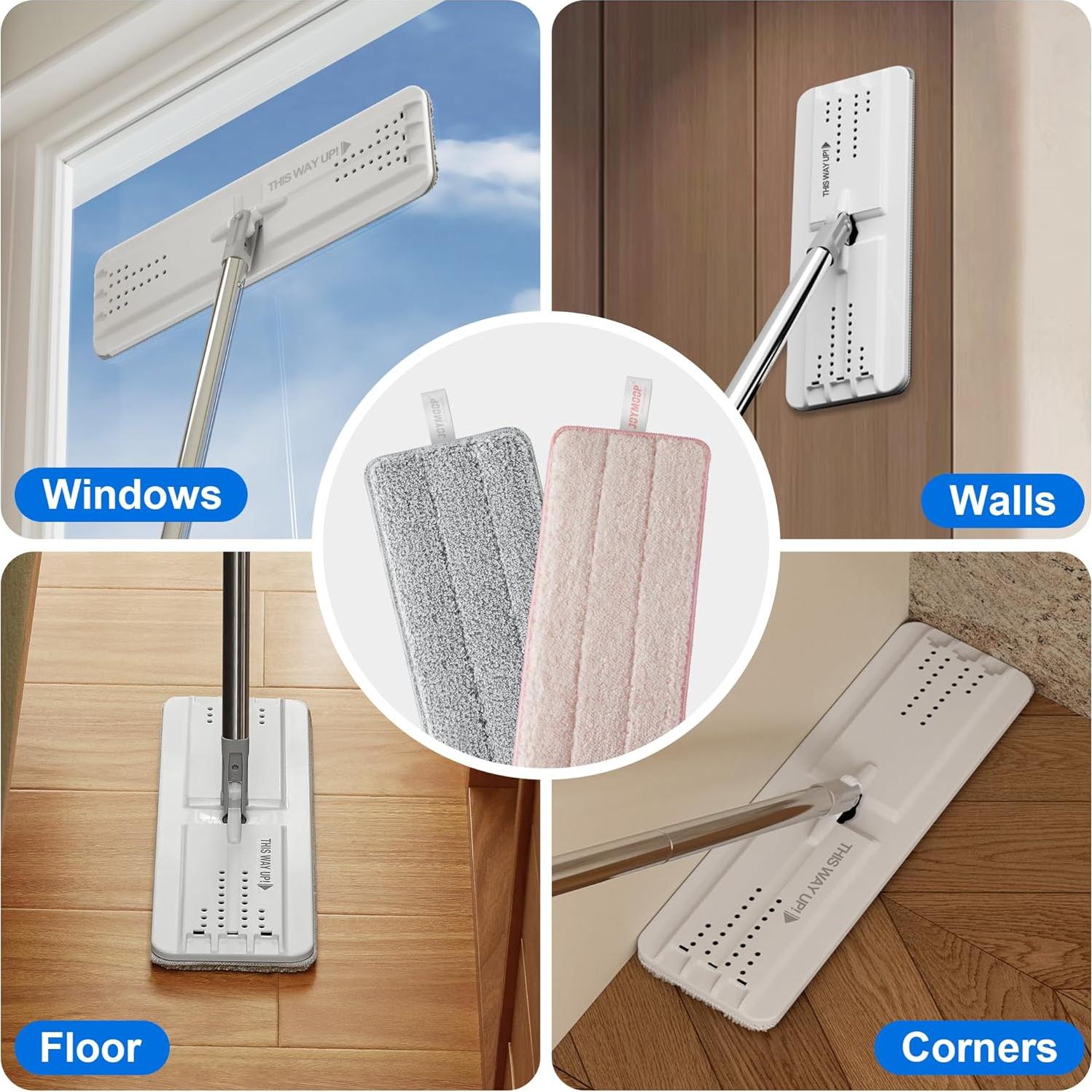 Almohadillas de Reemplazo JOYMOOP para Mopa Plana 33x12cm - 2 Pcs Rayas y Rosa