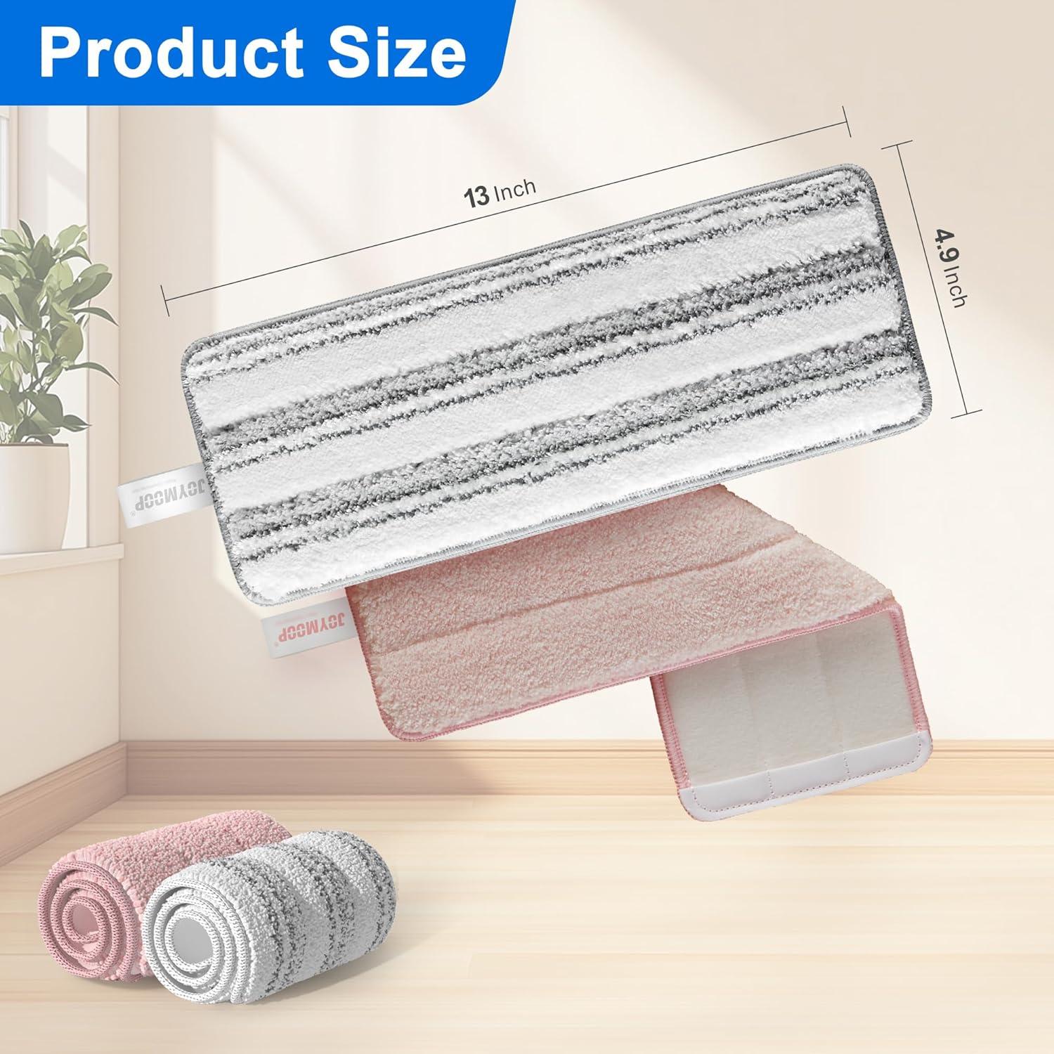 Almohadillas de Reemplazo JOYMOOP para Mopa Plana 33x12cm - 2 Pcs Rayas y Rosa