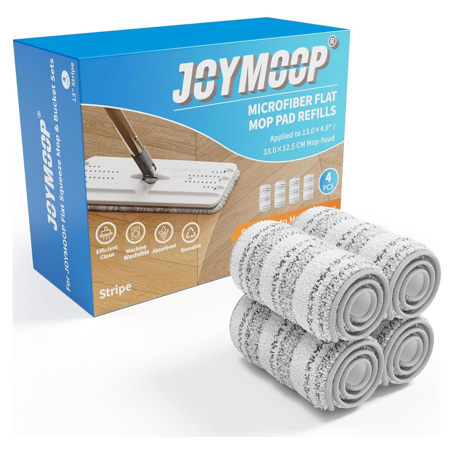 Almohadillas de Microfibra JOYMOOP para Mopa Plana 33cm - Paquete de 4