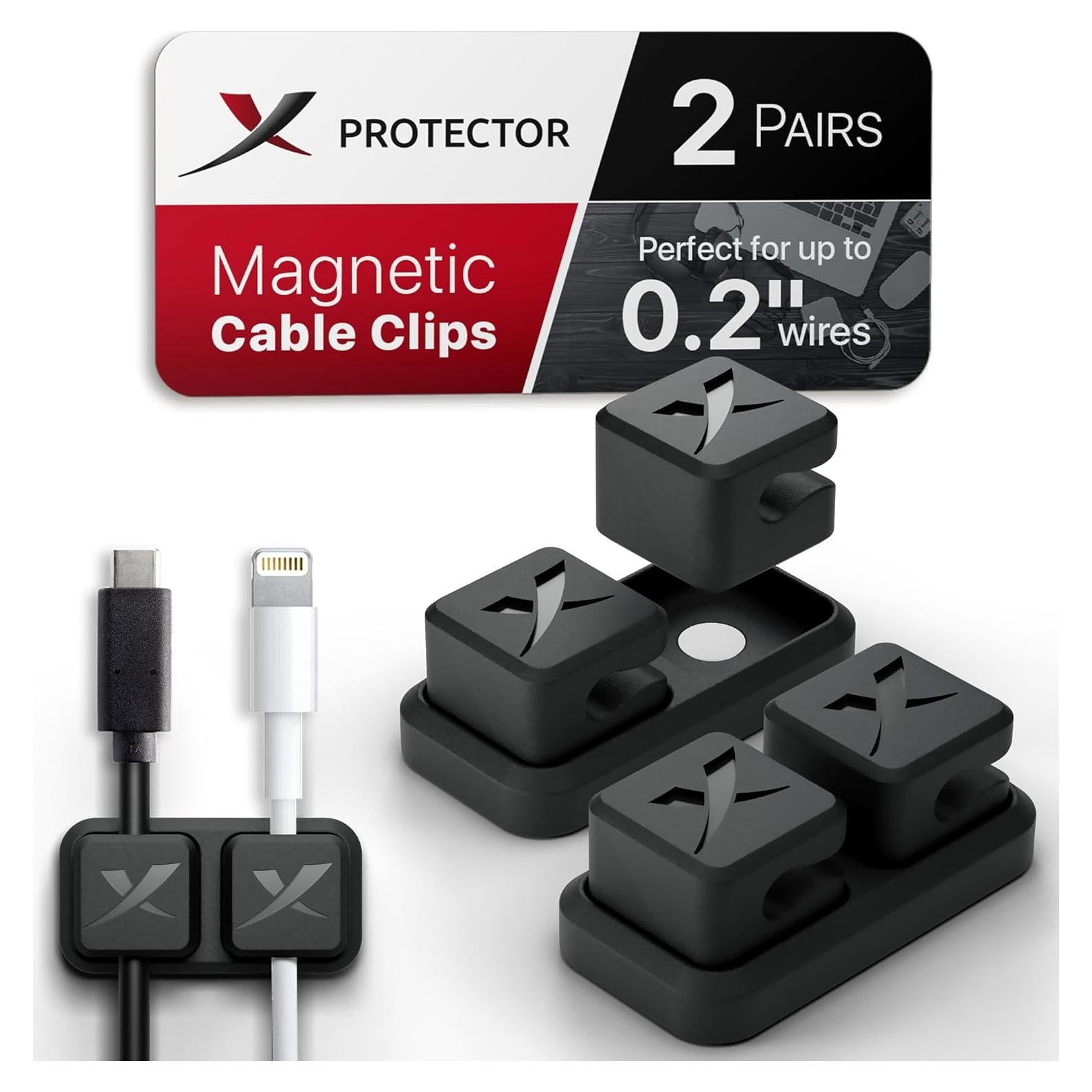 Soportes de Cable Magnéticos X-Protector 2 Pares - Negro