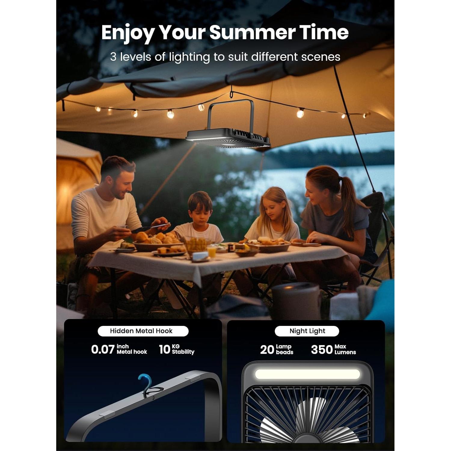 Ventilador de Escritorio Portátil Warmco D4 20000mAh 8" LED