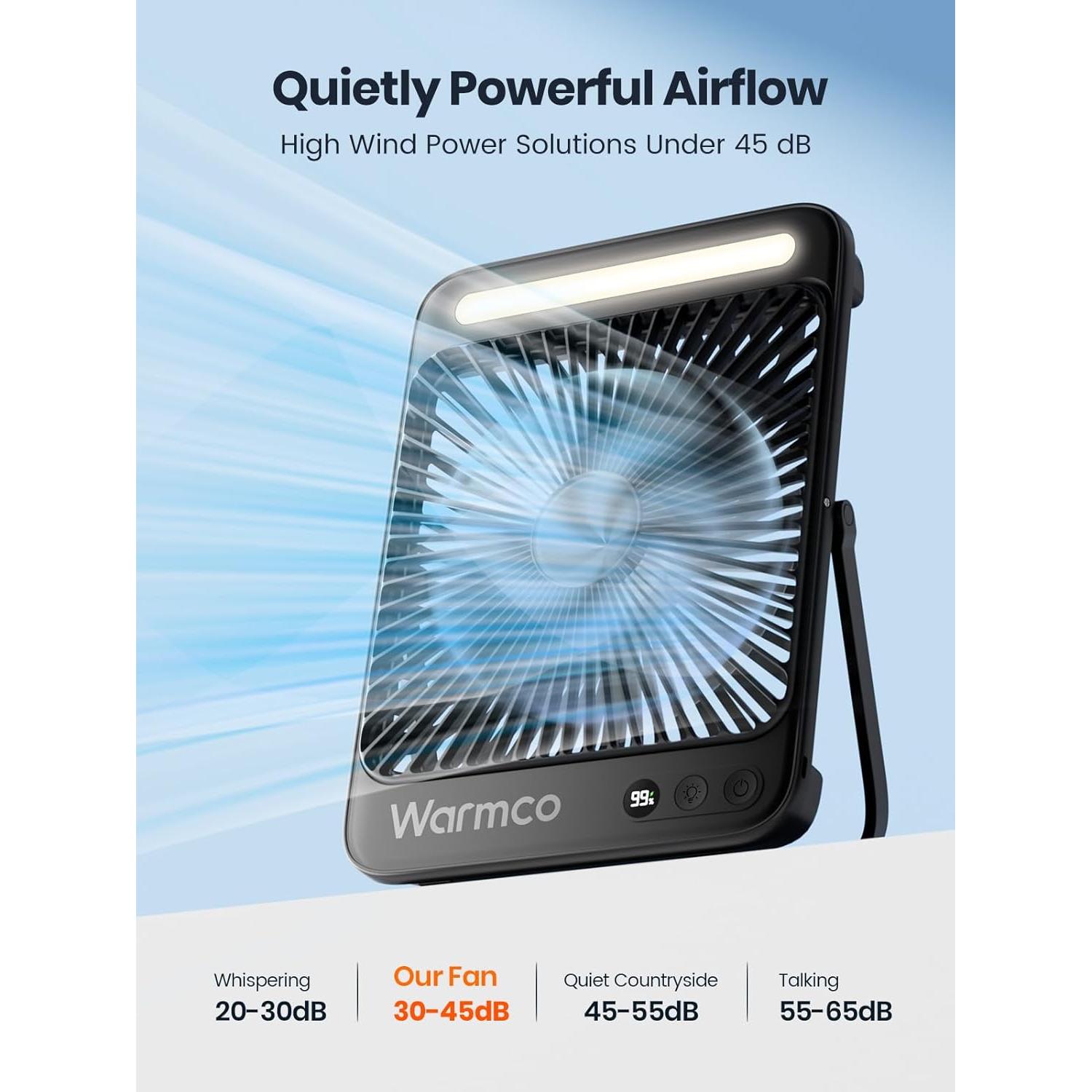 Ventilador de Escritorio Portátil Warmco D4 20000mAh 8" LED