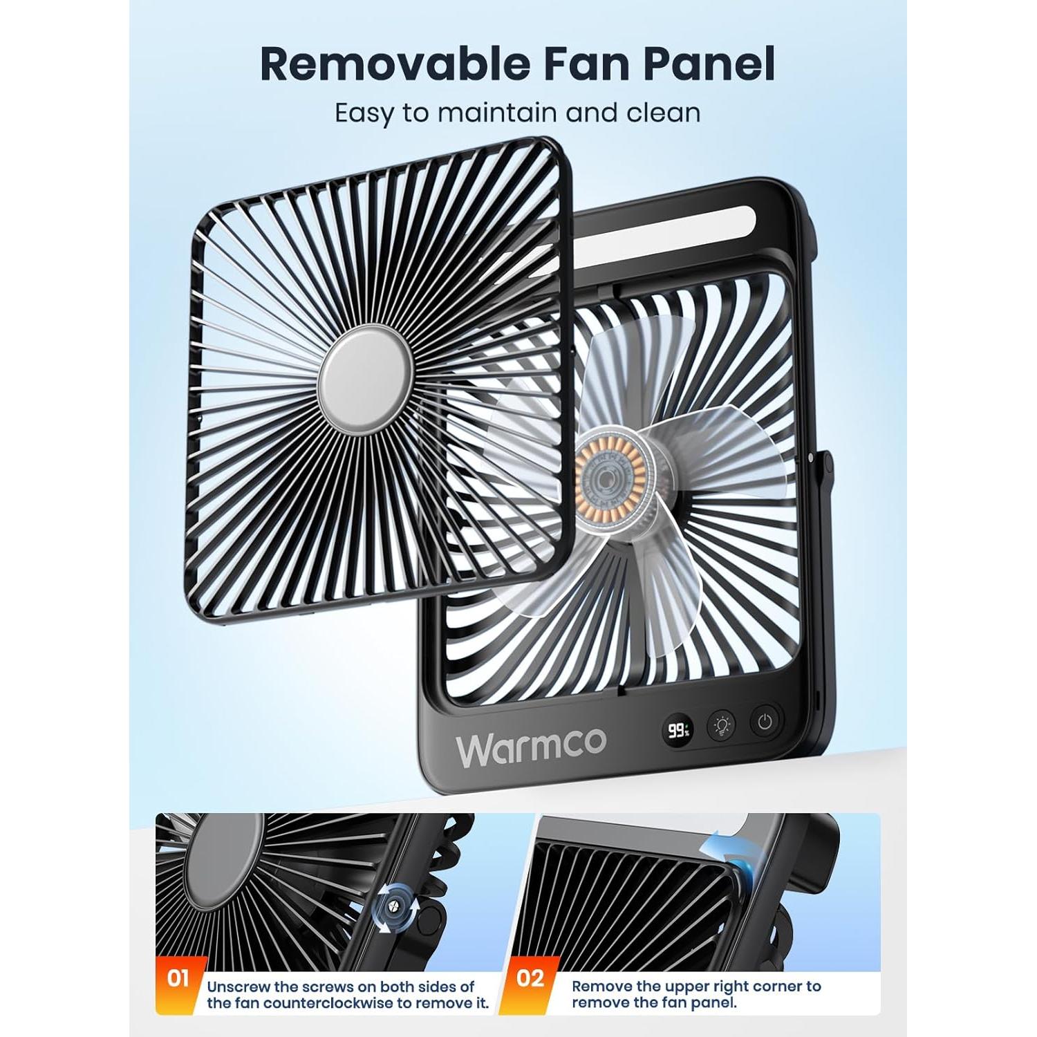 Ventilador de Escritorio Portátil Warmco D4 20000mAh 8" LED