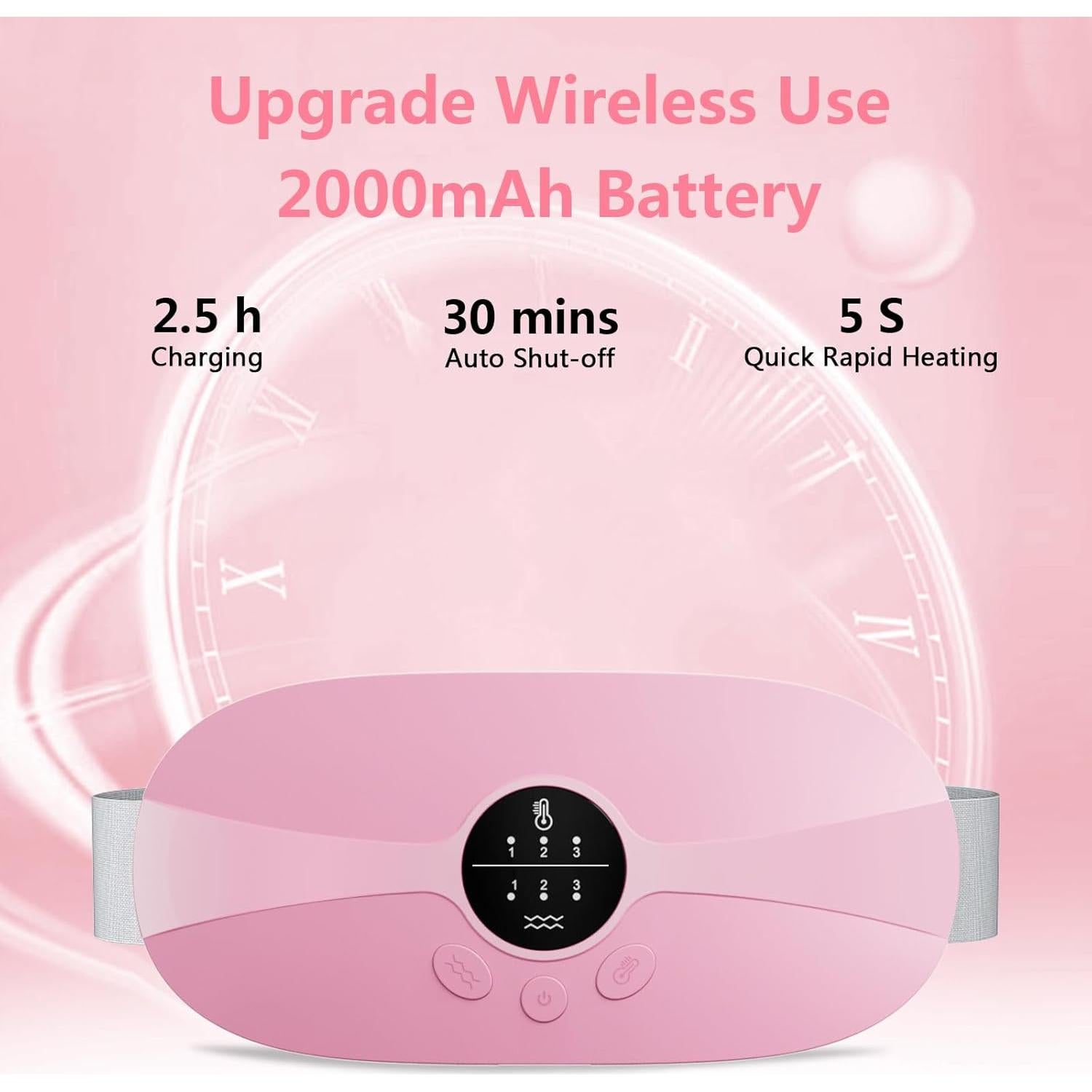 Almohadilla Calentadora Menstrual Inalámbrica BAMCOO Rosa 3 Niveles