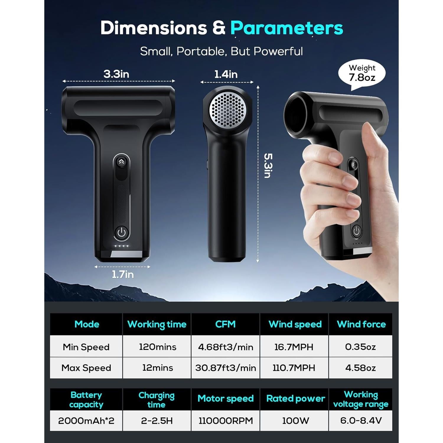 Soplador de Aire Comprimido AKSILM W07 Inalámbrico 393g