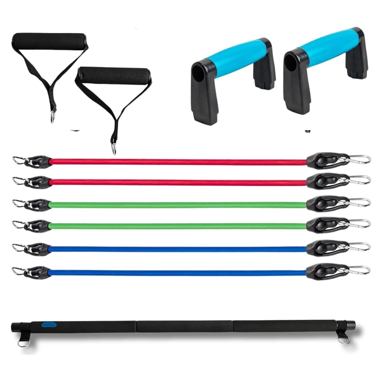 Kit de Entrenamiento en Casa Blue Clouds - Barra de Pilates y Bandas de Resistencia