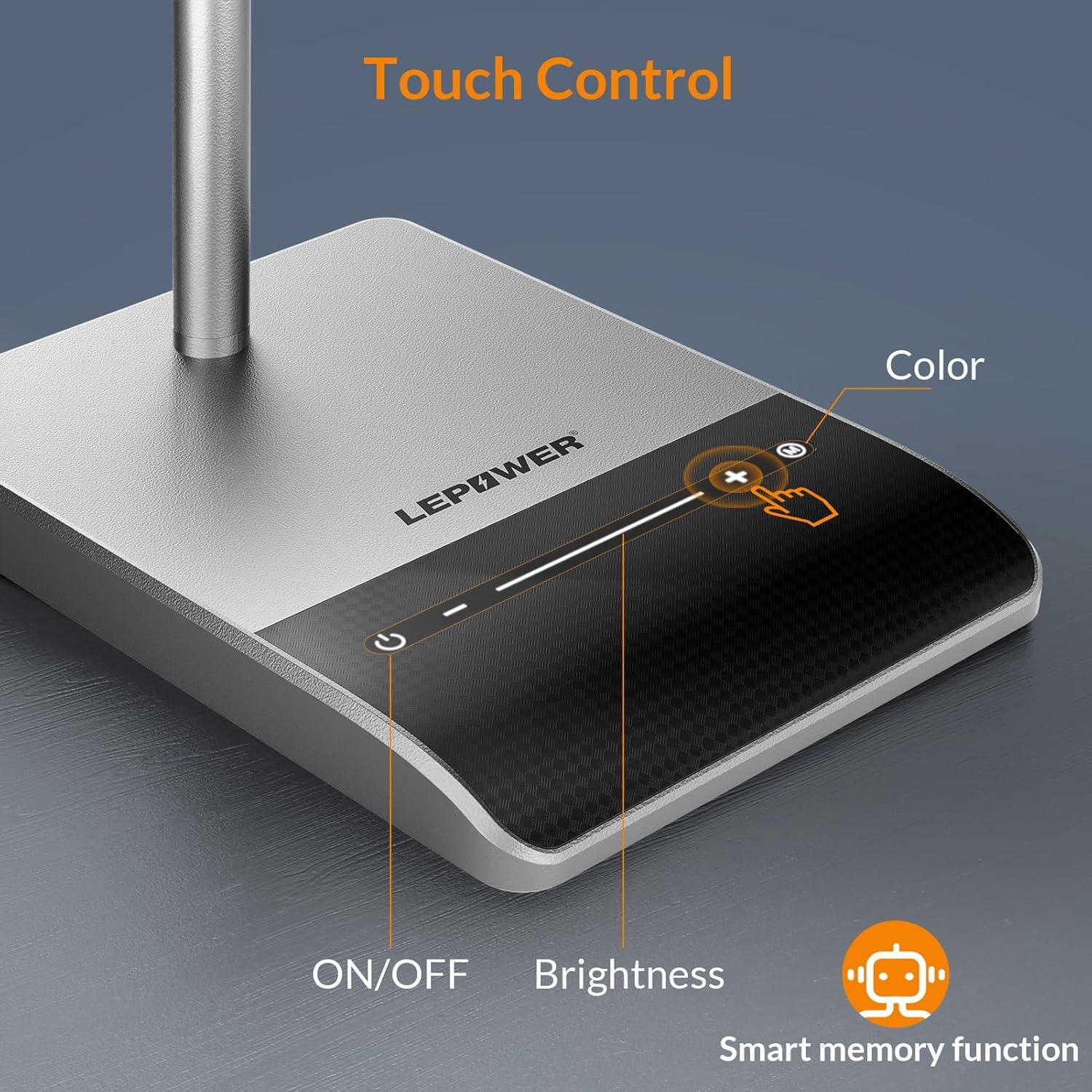 Lámpara de Escritorio LED LEPOWER 12W 800LM Gris Táctil