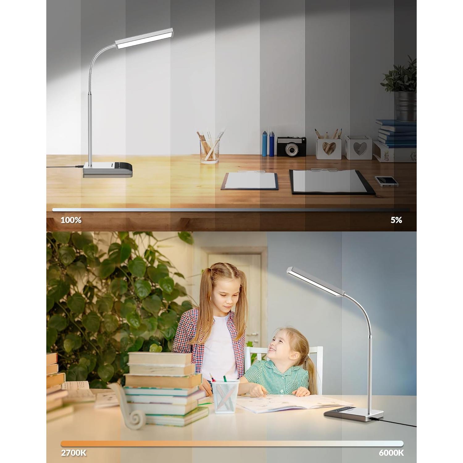 Lámpara de Escritorio LED LEPOWER 12W 800LM Gris Táctil