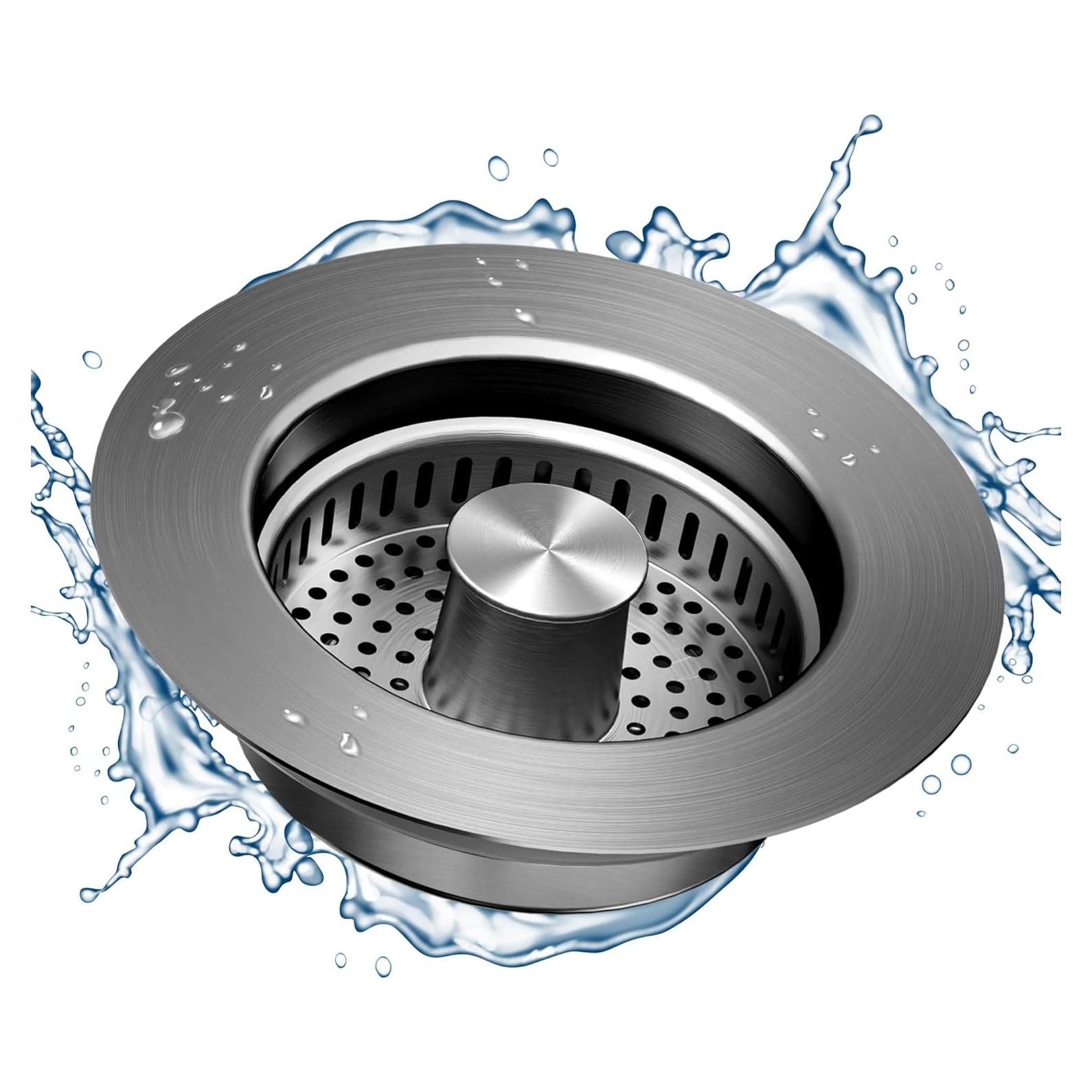 Colador de fregadero NinjaTiger 3 en 1 acero inoxidable 8.89 cm