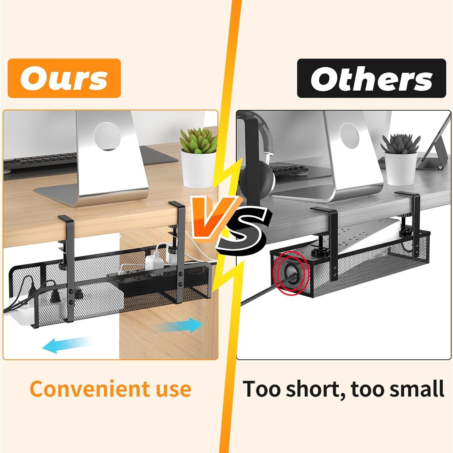 Bandeja Organizadora de Cables Foellstoe - 40x12x7 cm - Sin Taladrar