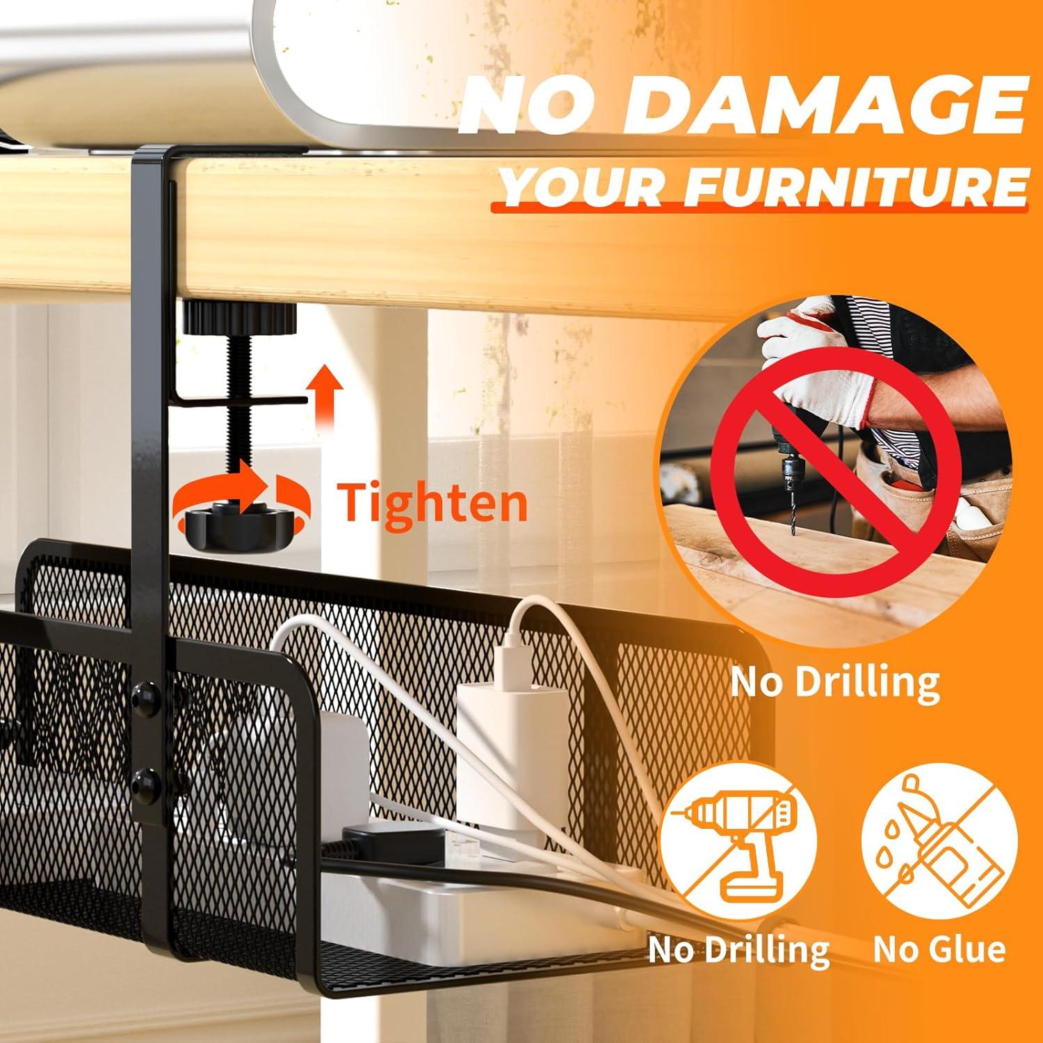 Bandeja Organizadora de Cables Foellstoe - 40x12x7 cm - Sin Taladrar