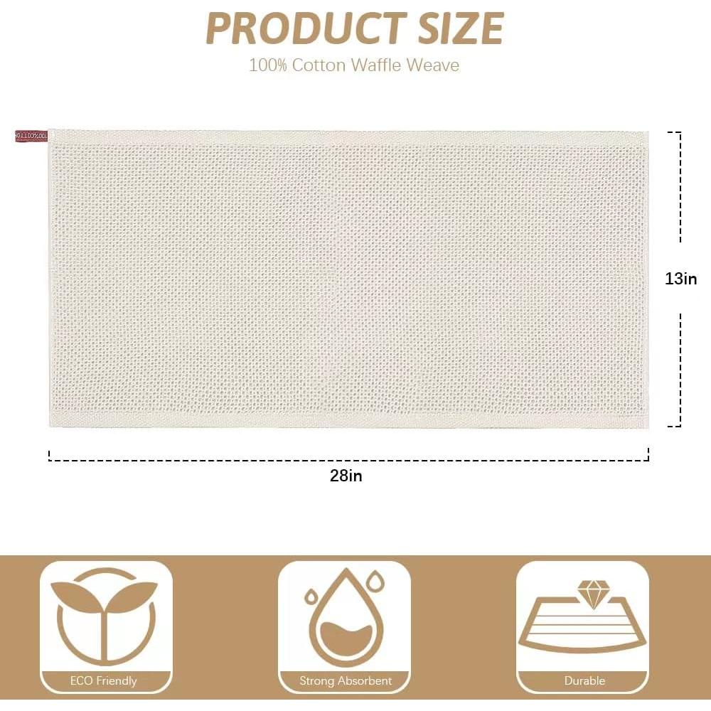 Paquete de 6 Toallas de Cocina Nialnant 100% Algodón Beige 33x71cm