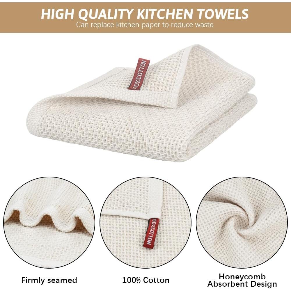 Paquete de 6 Toallas de Cocina Nialnant 100% Algodón Beige 33x71cm